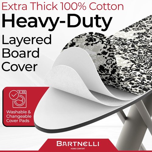 Bartnelli Pro Luxury Ironing Board - Extra Wide 51x19 Surface, Adjustable Height, Foldable Design