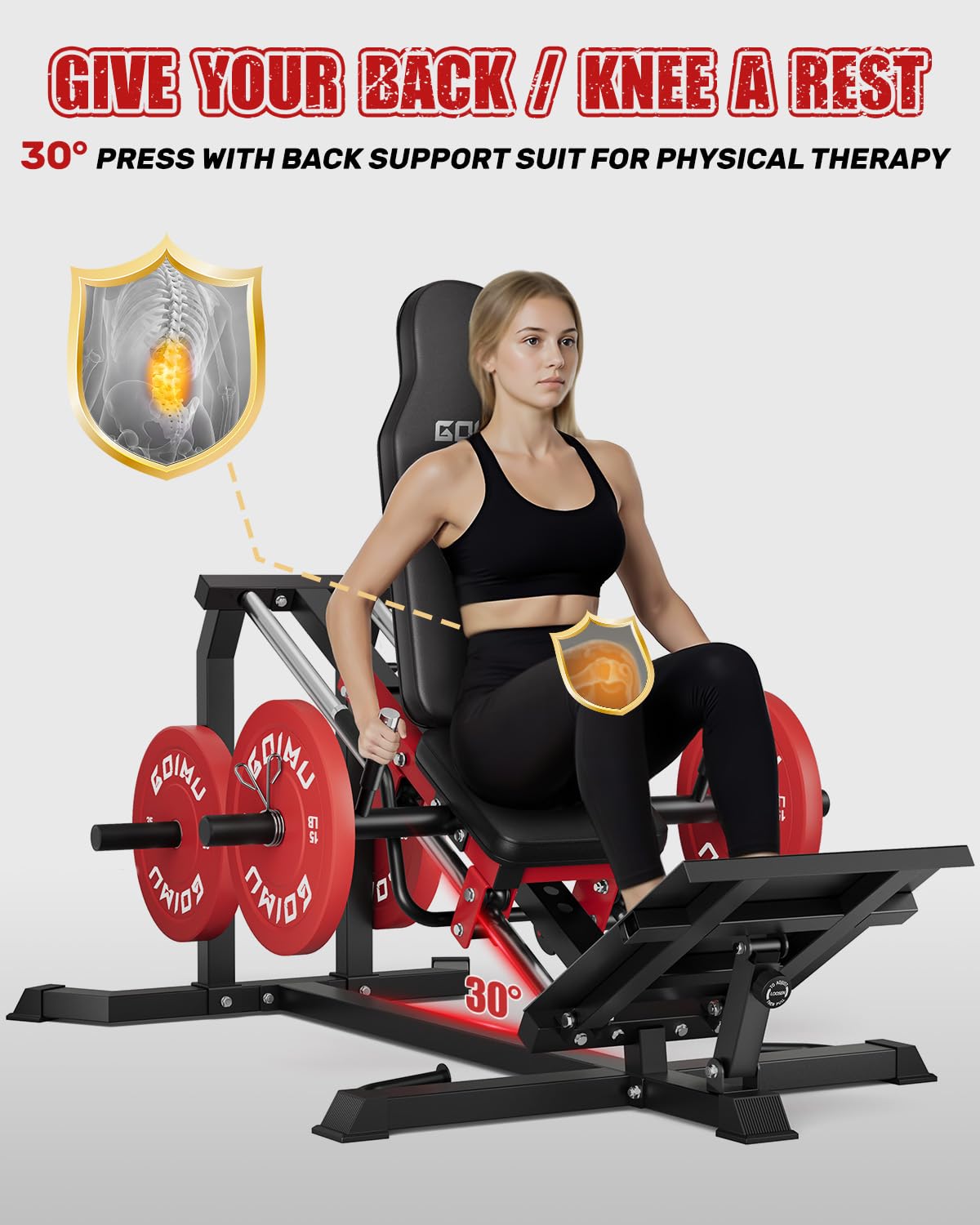 GOIMU L5 Leg Press Hack Squat Machine, 30-Degree Leg Press Machine for Home Gym, Compact Hack Squat Machine with Removable Shoulder Pad, Lower Body Workout Equipment