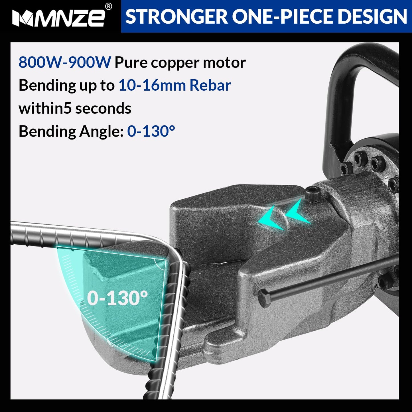 MMNZE Electric Hydraulic Rebar Bender, 900W 110V 5/8Inch 16 mm Bending Steel Machine Hand Held Rebar Bender Angle 0-130 Degrees with Positioning Bolt