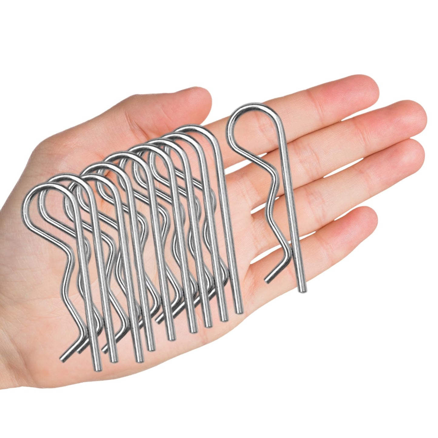 Heavy Duty Hitch Pins R Clips Spring Retaining Wire Hair Pins Cotter, Large Stainless Steel Spring Retaining Wire Hair Pins for Trailer Tractors Mower Carts Truck Lock System(Pack of 10)