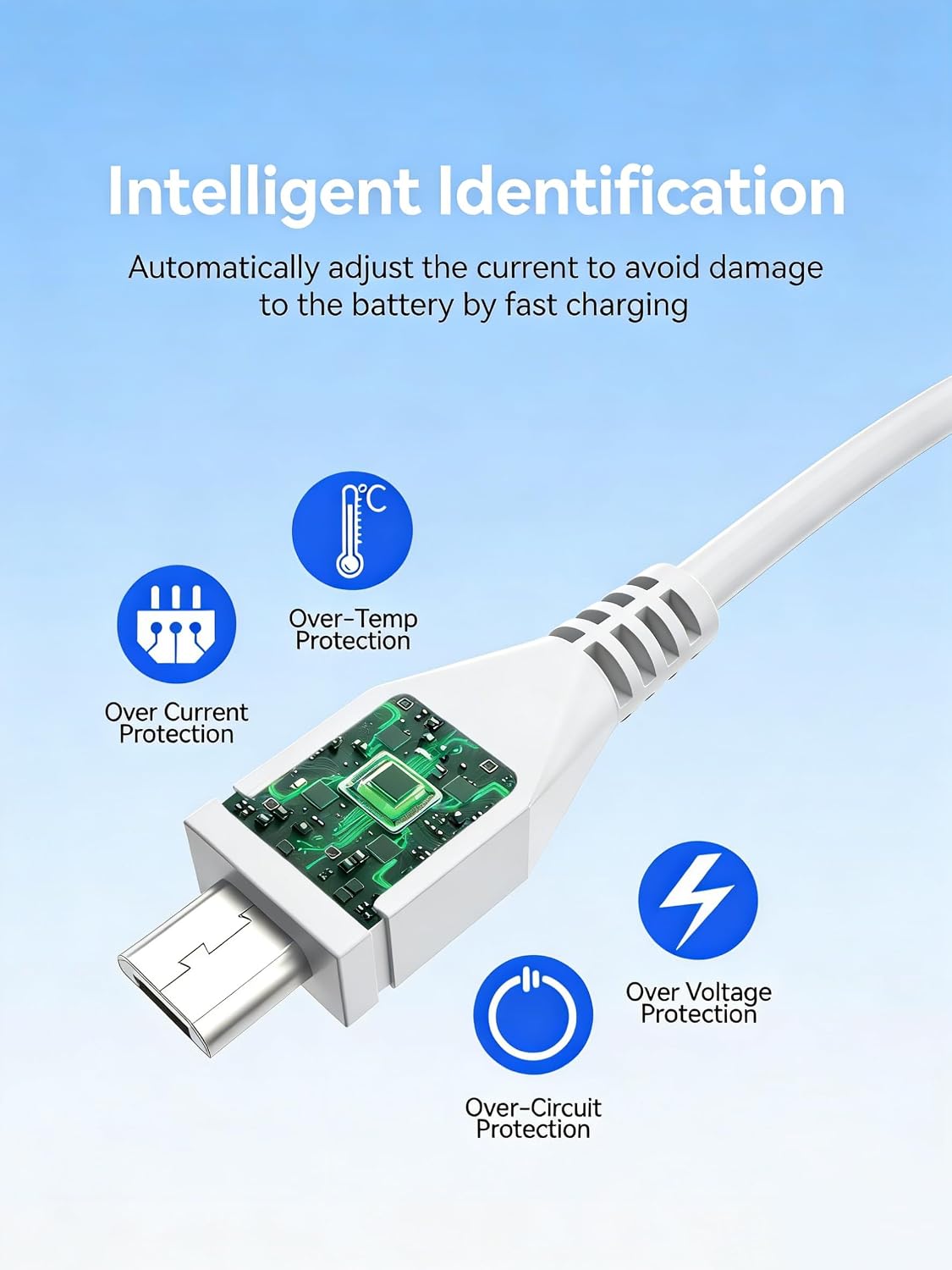 Beudsa ChargN 3.3ft RP-PB063 1000A 14000mAh RPPB063 White Micro USB Charging Cable PC Laptop Charger Power Cord