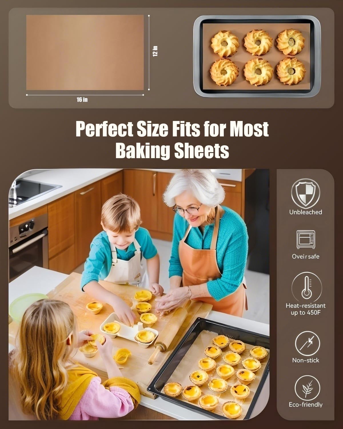 Skiennix Parchment Paper - Non-Stick Precut Baking Sheets, 300PCS 12x16 Inches | Ideal for Air Frying & Grilling