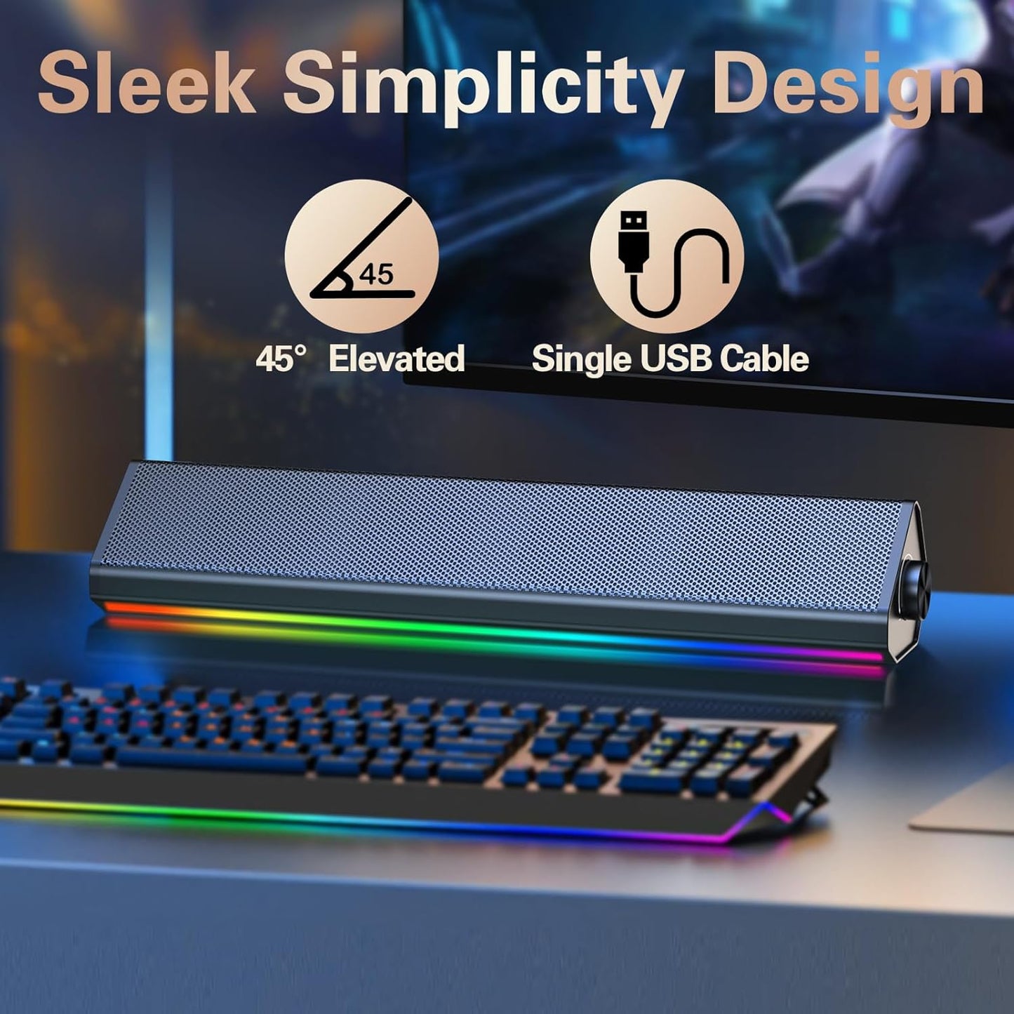 LENRUE Computer Speakers for Desktop PC, PC Speakers with Bluetooth for Laptop,Tablet,Cellphone,USB Wired PC Sound-bar