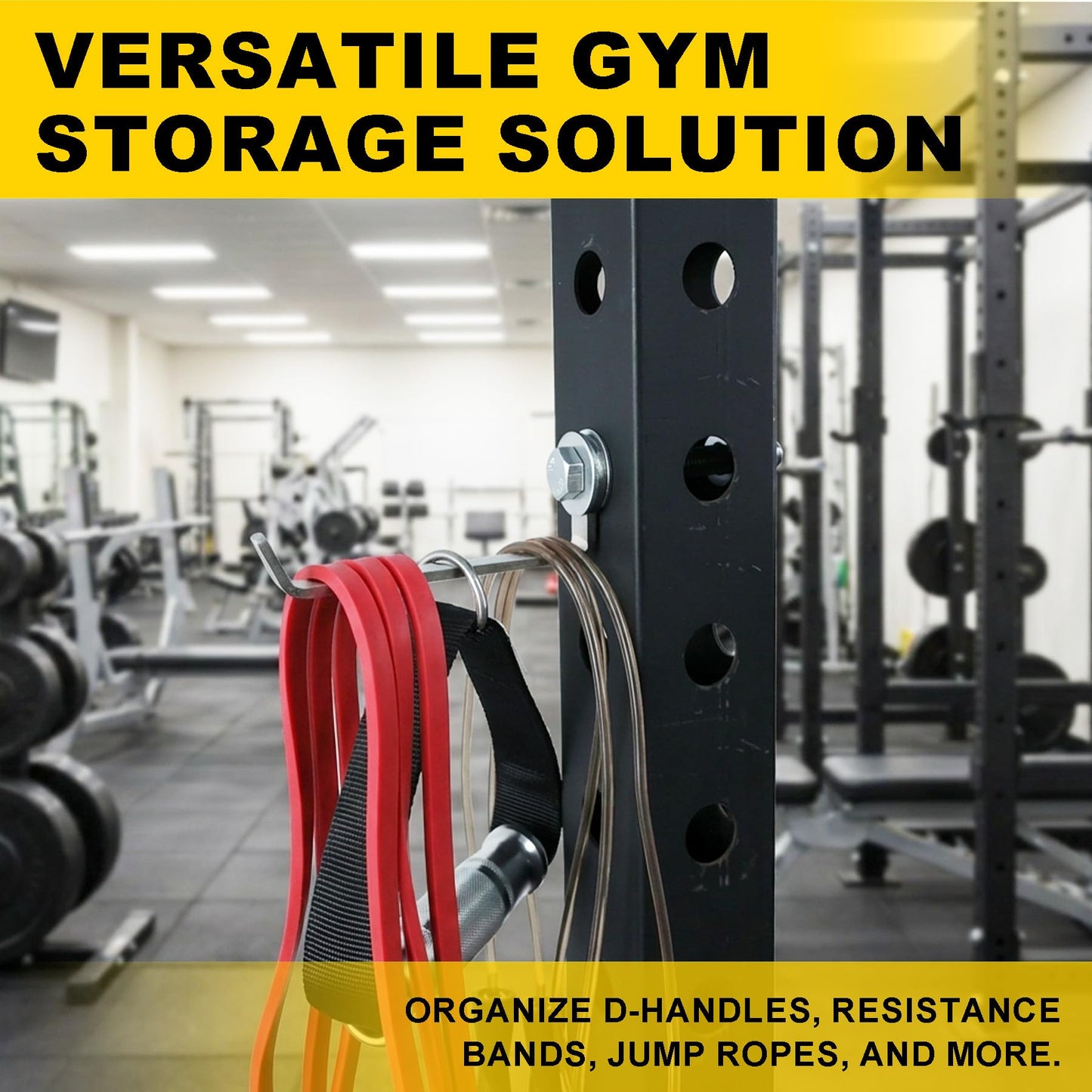 Lights Mountain Squat Rack Hooks for 5/8" & 1" Holes, Stainless Steel Storage Hangers with Spacer, Rack Organizer for Cable Attachments, Resistance Bands & Gym Accessories (2 Pack)