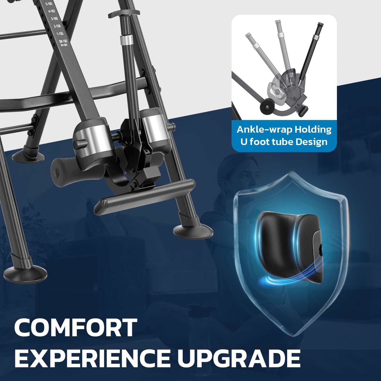YOLEO Gravity Inversion Table for Back Pain Relief 2026 New Inversion Table w/Lumbar Support Easy to Assemble Back Stretcher Machine 300 lbs (Grayish Blue)