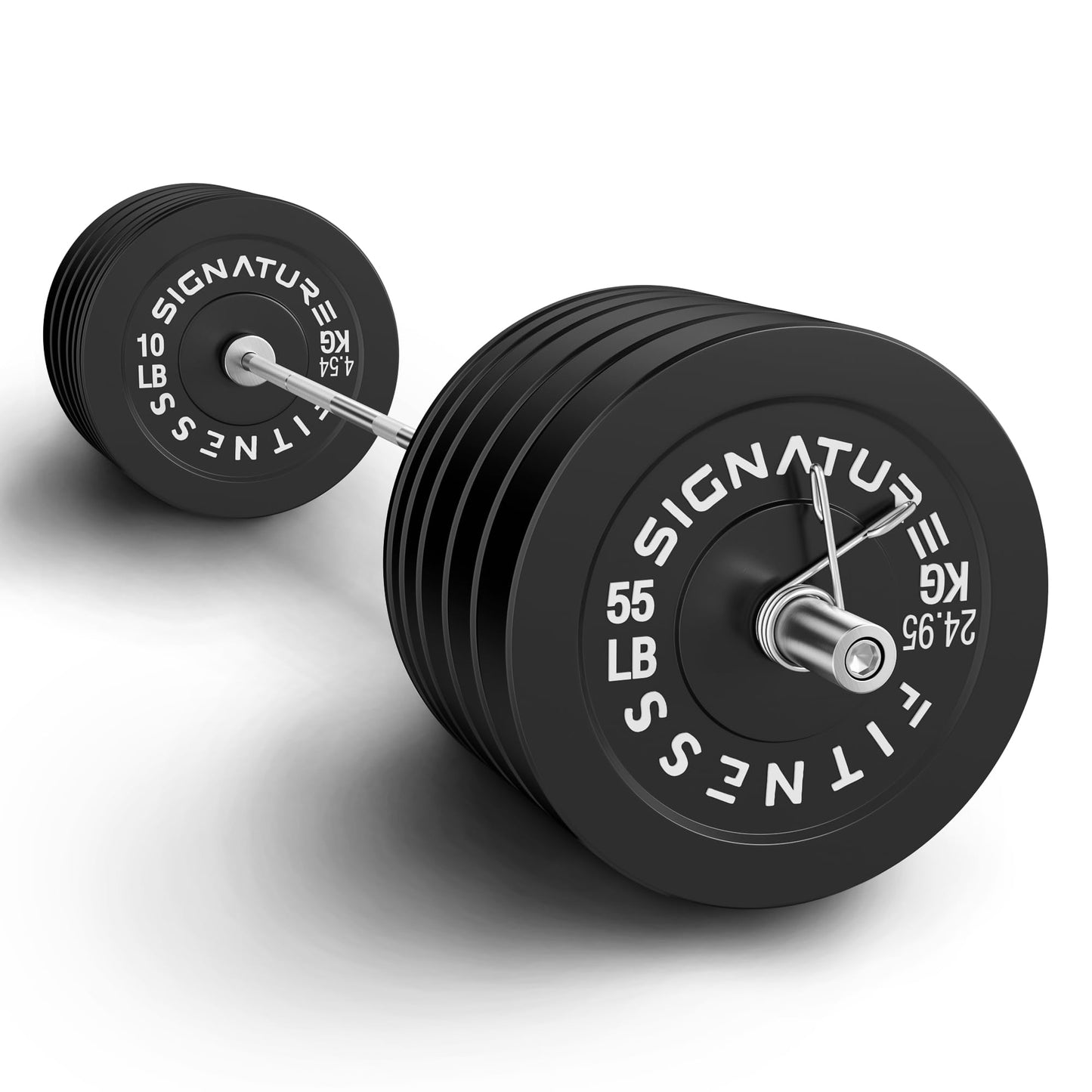 Fitvids 2-Inch Olympic Bumper Weight Plates Including 370 LB Weight Plates & 7FT Olympic Barbell Bar, Black