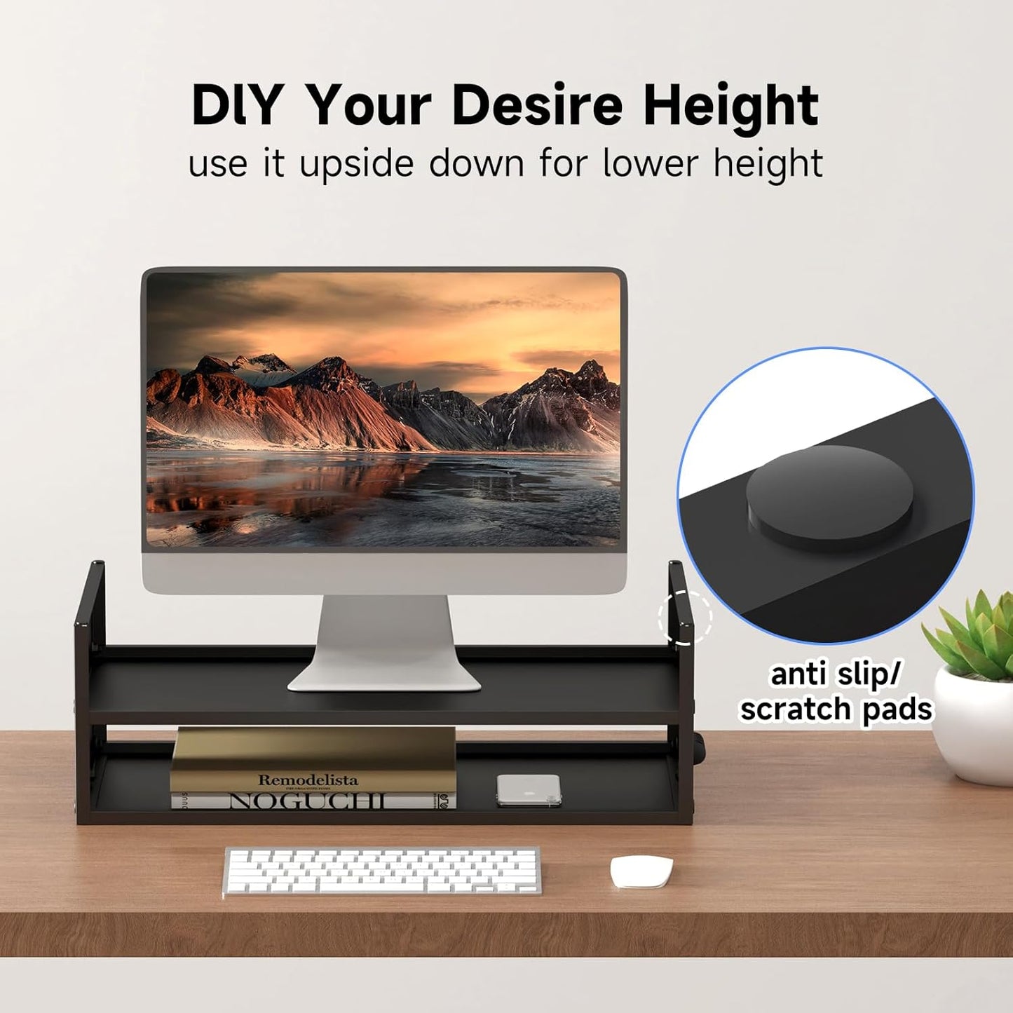 16.5 9.3 5.6 Pholiten Monitor Stand Riser, Desktop Stand, Computer Stand, Ergonomic Design, Two-Level Design, Desktop