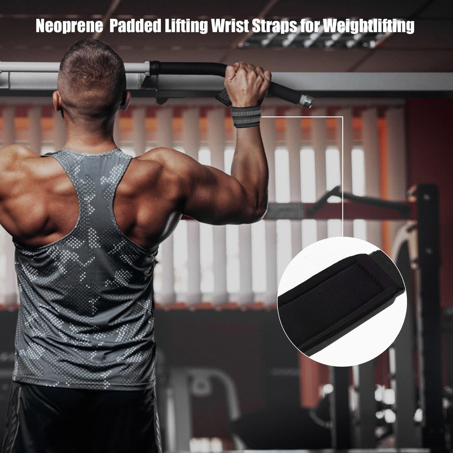 4 Pack Lifting Wrist Straps for Weightlifting, Lifting Straps for Gym Strength Training,Deadlifts,Workout, Men & Women Neoprene-padded Wrist Cushion Cotton Lift Straps with Anti-Skid Silicone -Black