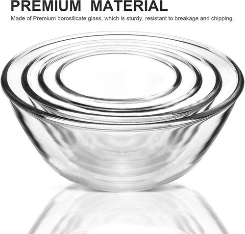 MCIRCO Glass Mixing Bowls Set - 4 Nesting Bowls with Lids for Meal Prep & Food Storage | BPA-Free, 0.8-4.8 Qt