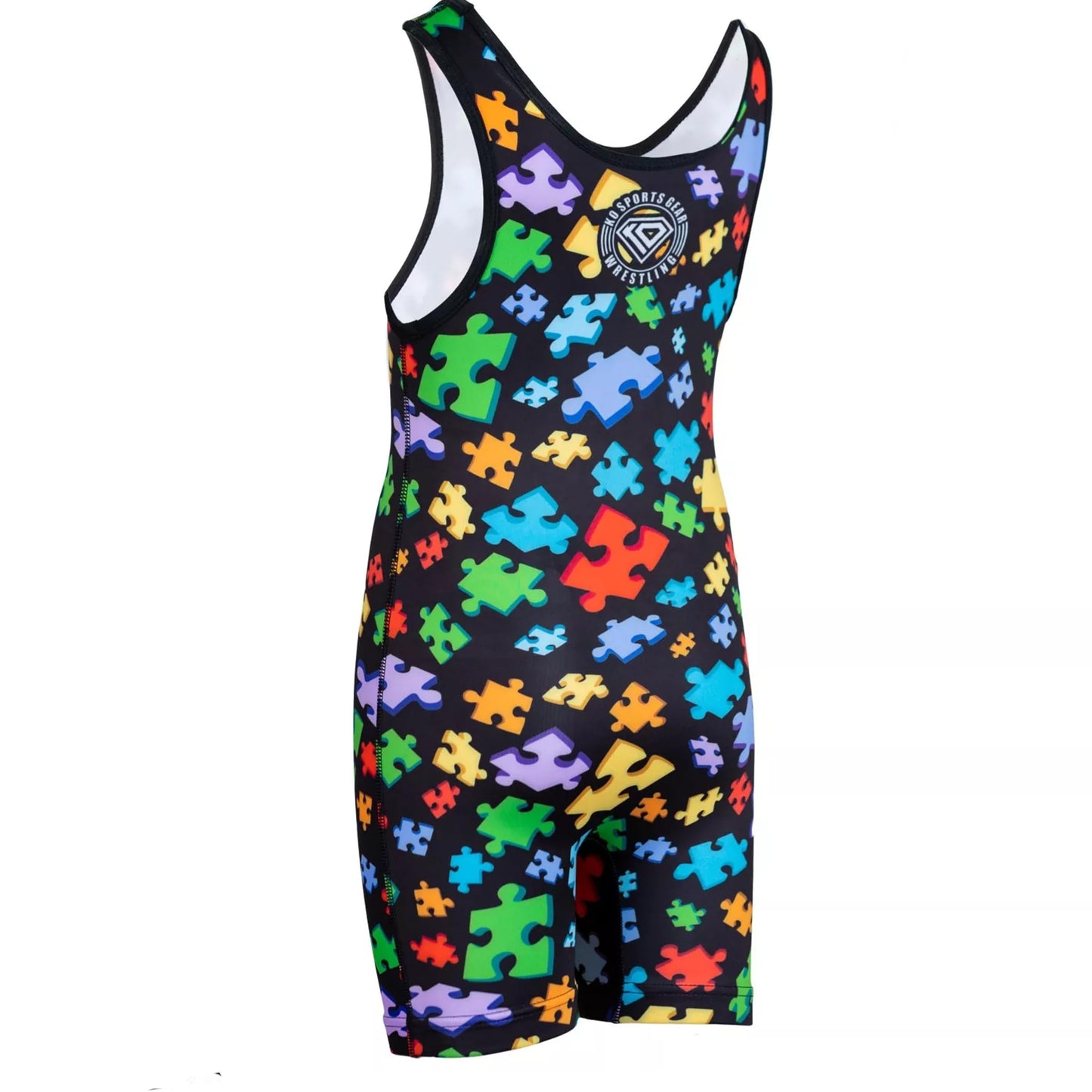 KO Sports Gear Unisex Wrestling Singlet for Adult Wrestlers - Wrestling Singlet for Men & Women - Bold Durable Uniform, Stretchy Breathable Material - Autism Awareness, Adult X-Small