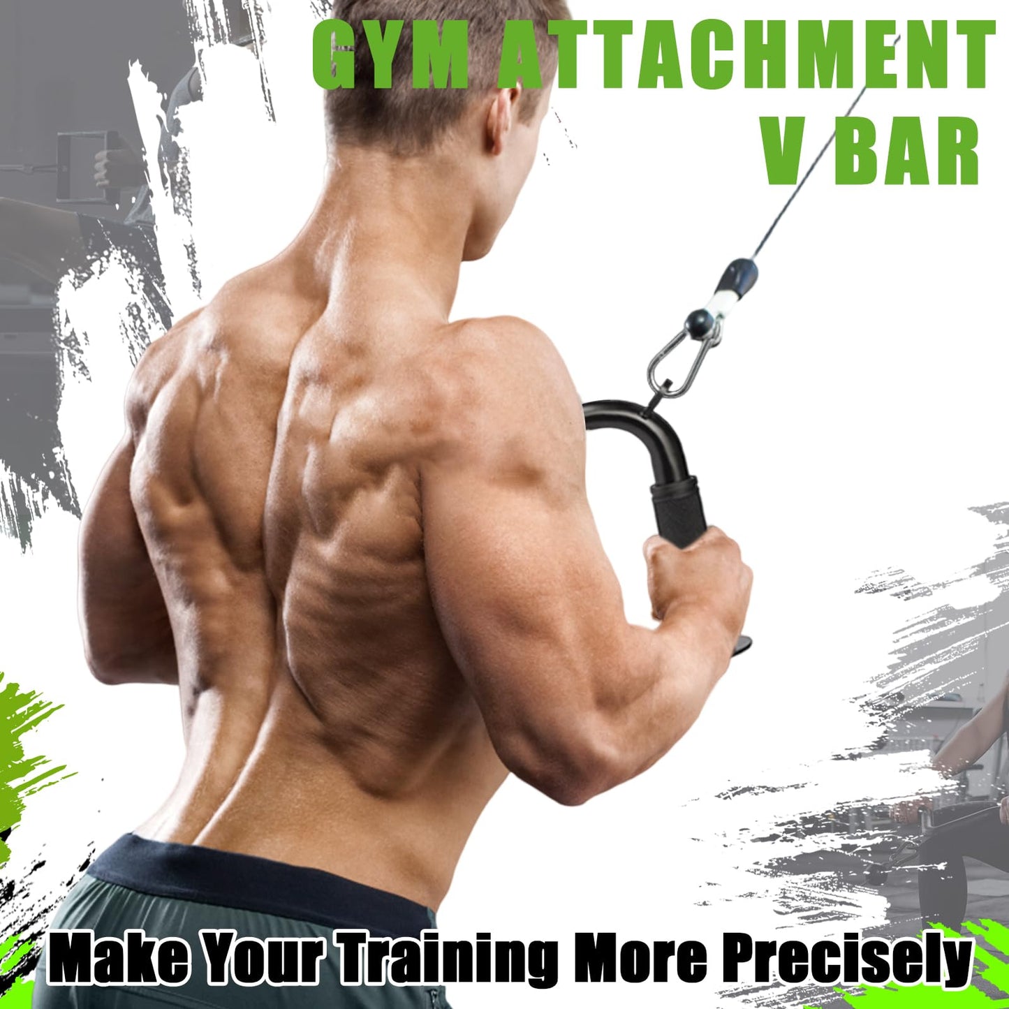 Lovind Tricep Pull Down Attachment,Bigger V Bar Attachment LAT Pulldown Attachments Cable Machine Accessories with Upgrated Grip for Home Gym Equipment (Tricep V Bar)