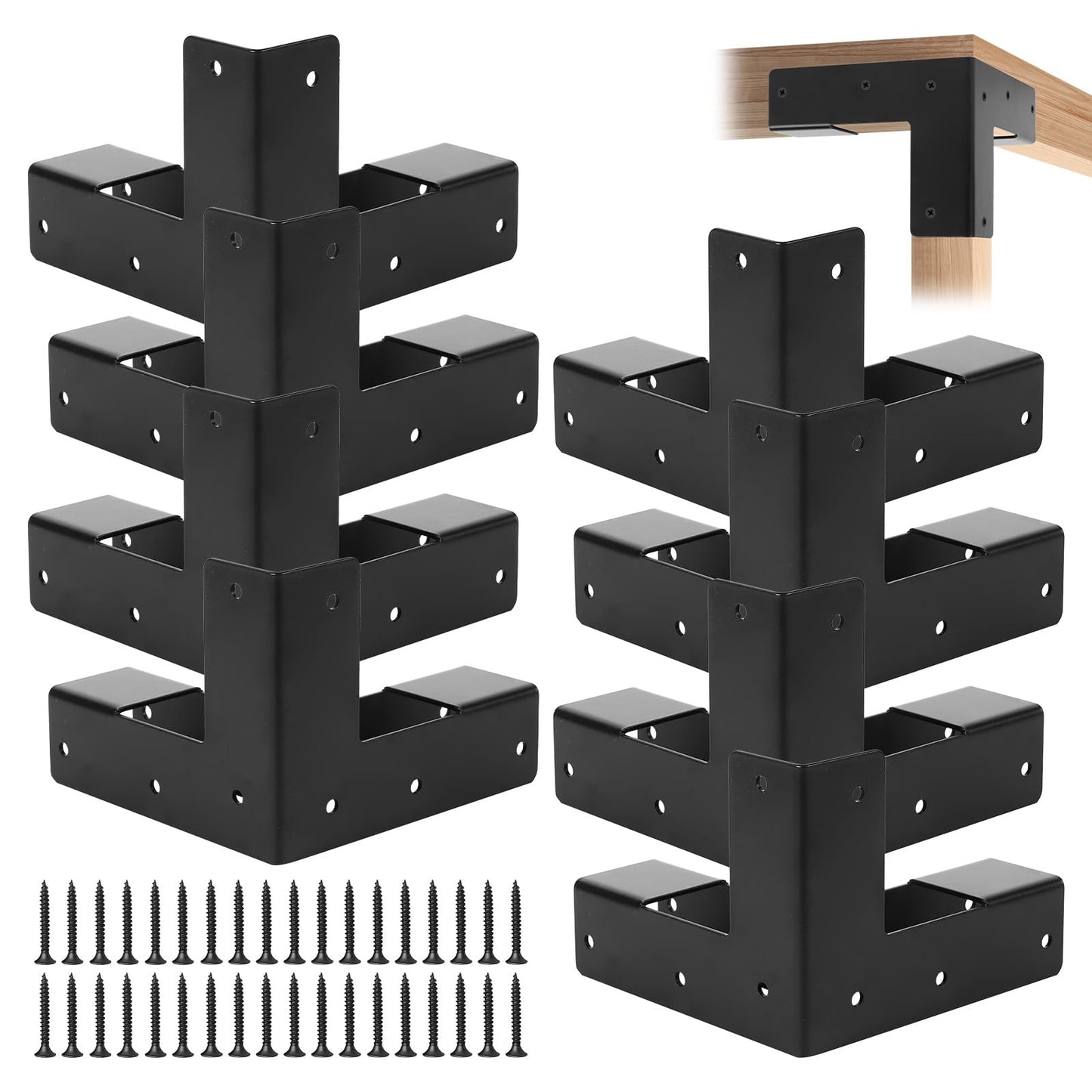 Rasugarlary Work Bench Brackets, 2 x 4 Steel Corner Brackets Right Angle Corner Support Bracket for DIY Shelving Work Table Furniture Repairs (Actual 1.5"x3.5"), 8 Pieces