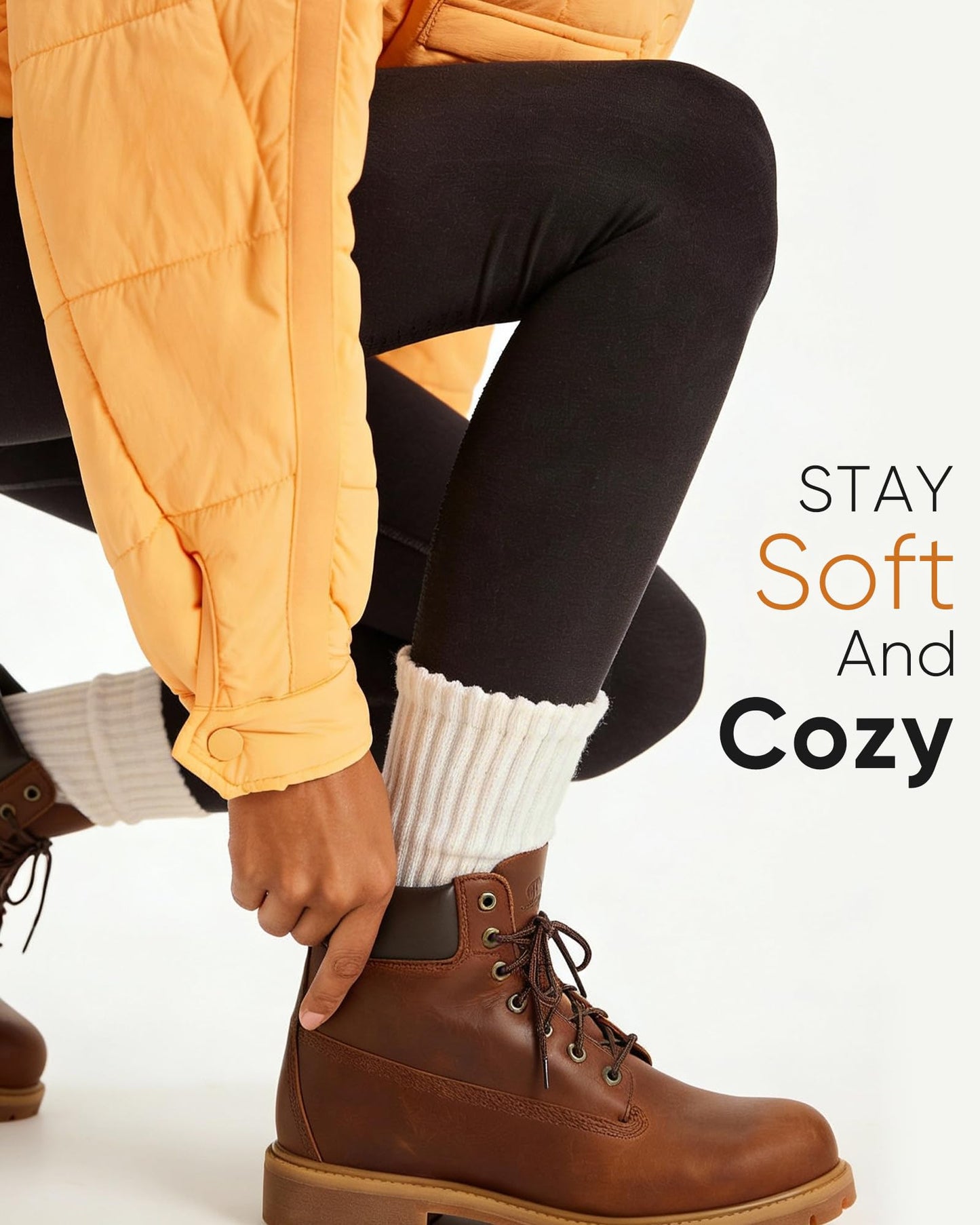 HONGTEYA Slouchy Crew Socks for Women Cozy Cotton Cushioned Boot Athletic Slouch Mid Calf Size 5-11