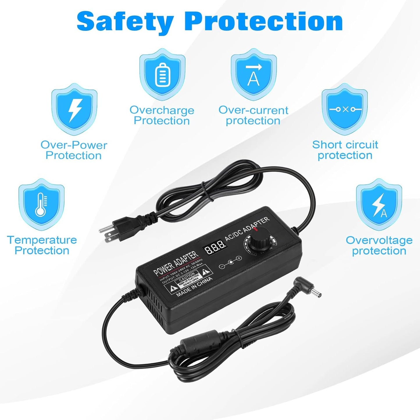 LQYLXR 3V~12V 12A 144W Adapter,3V 4V 5V 6V 7V 8V 9V 10V 11V 12V, 14 Universal Power Supply Adjustable Variable