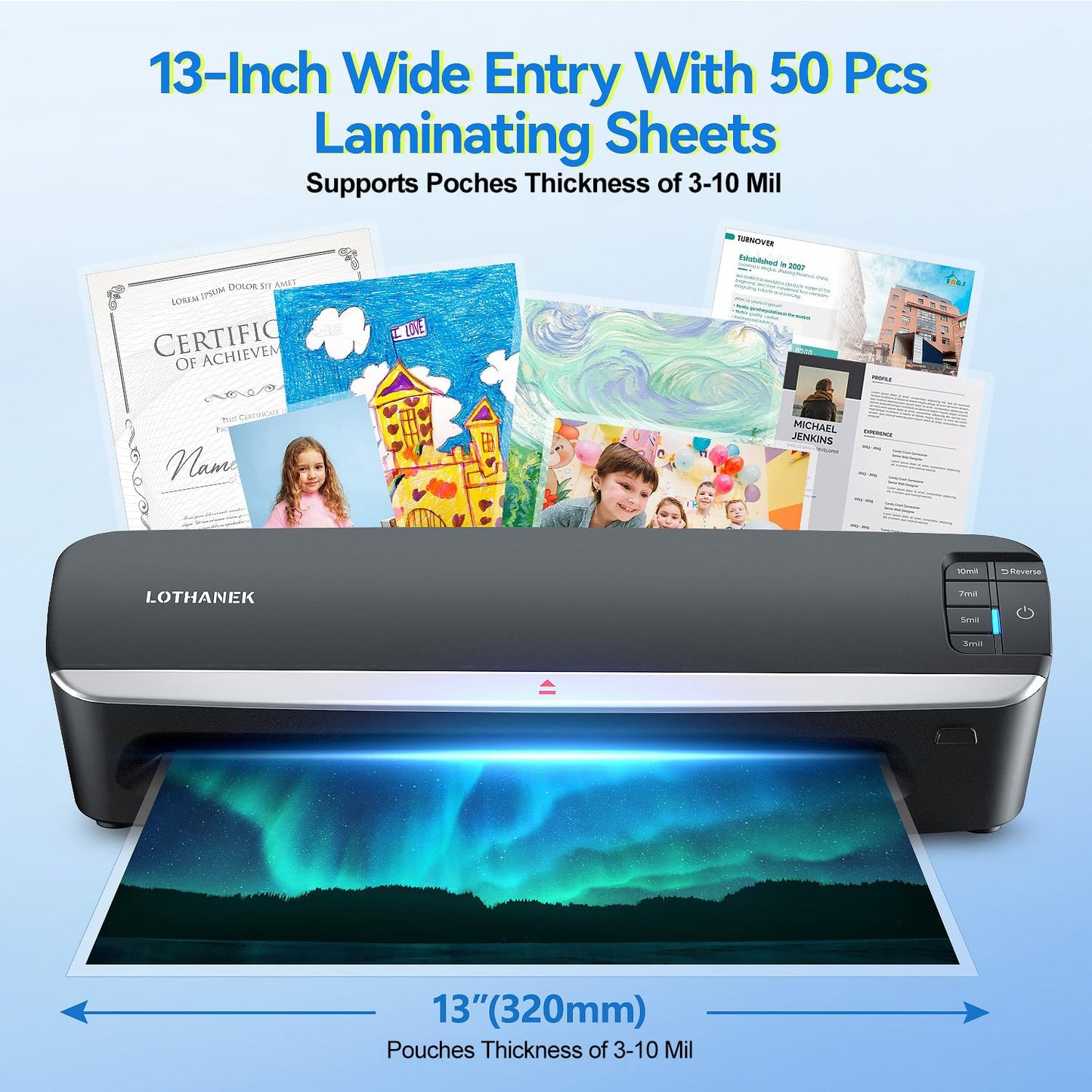A3 3-10 Mil 4-Roller Commercial Laminating Machine+100 Pack 9 x 11.5 Inches Thermal Laminating Pouches 10 Mil