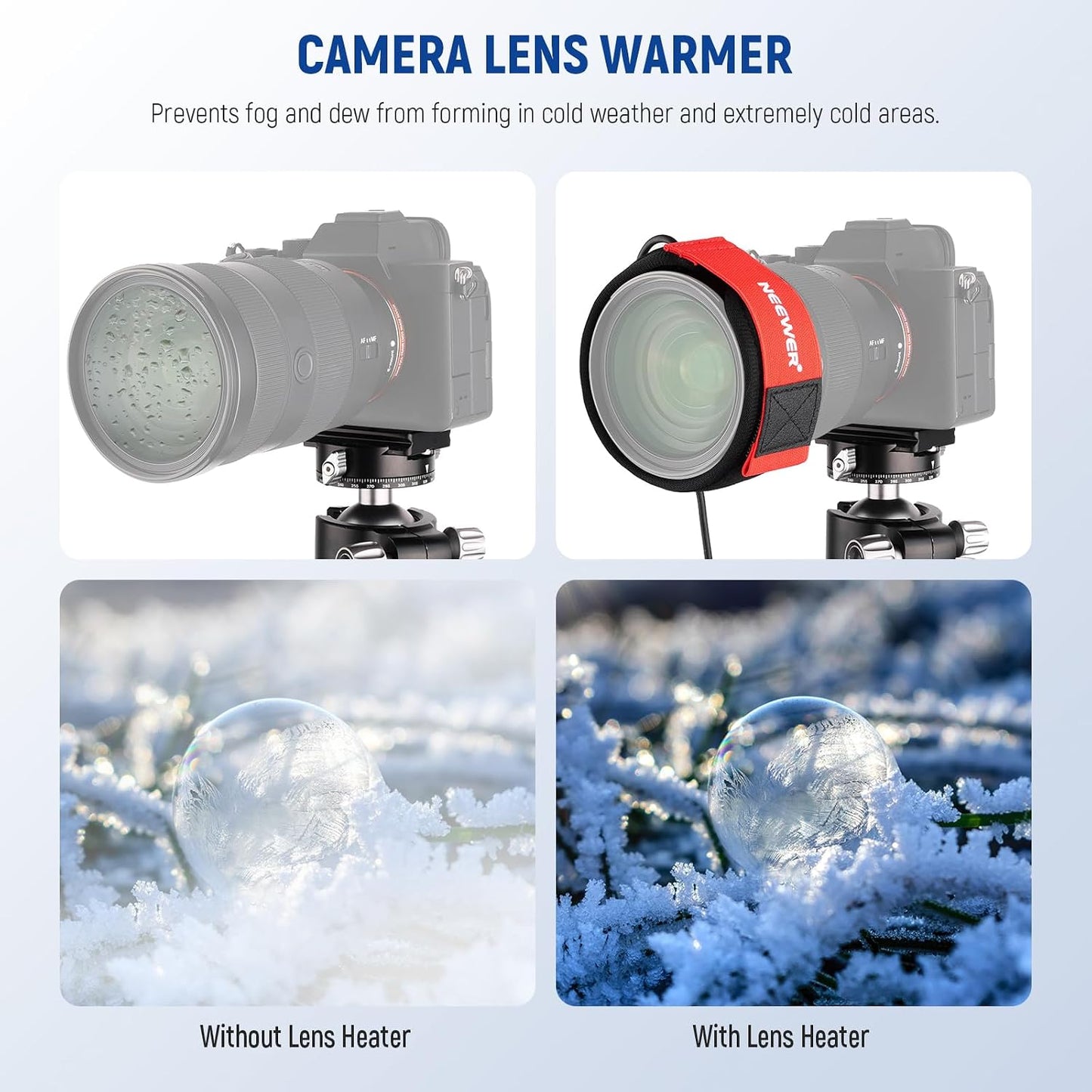 20"/500mm 3 Settings, HW-20B NEEWER USB Lens Heater Warmer with Temperature Dew Heater Strip Prevents Dew Fog
