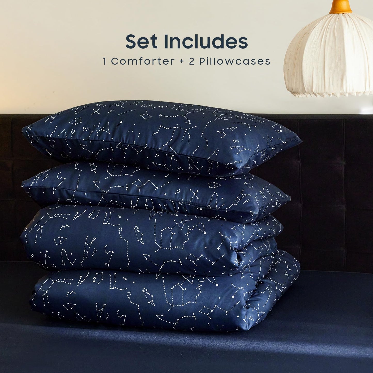 Wake In Cloud - Constellation Comforter Set, Celestial Space Star Galaxy Astrology, Soft Lightweight Bedding for Teen Kids Boys Girls, 3 Pieces, Indigo Purple, Queen Size