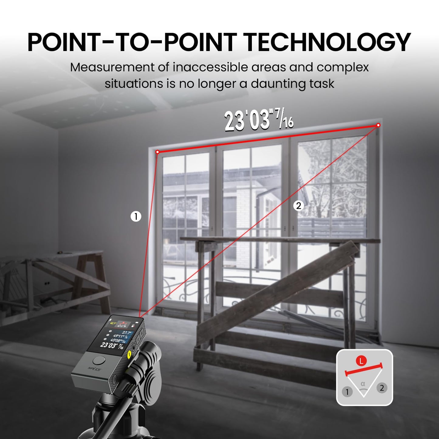 Laser Measuring Tool with Visual Aligning Indicator, MiLESEEY 330Ft Professional Measurement Tool with IPS Touchscreen,P2P, Live Angle Display, APP Sync Laser Tape Measure