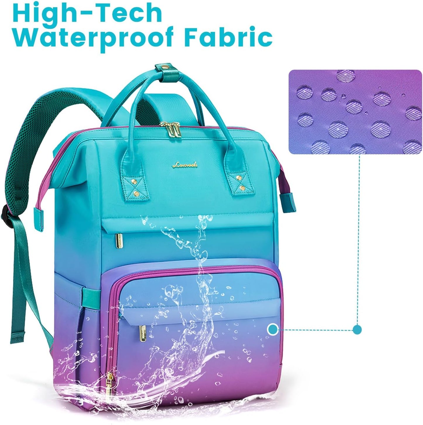 Backpack Women,15.6 Inch Bakcpack Backpack LOVEVOOK Gradient Laptop for Work Computer Purse Laptop Bag With Anti-Theft