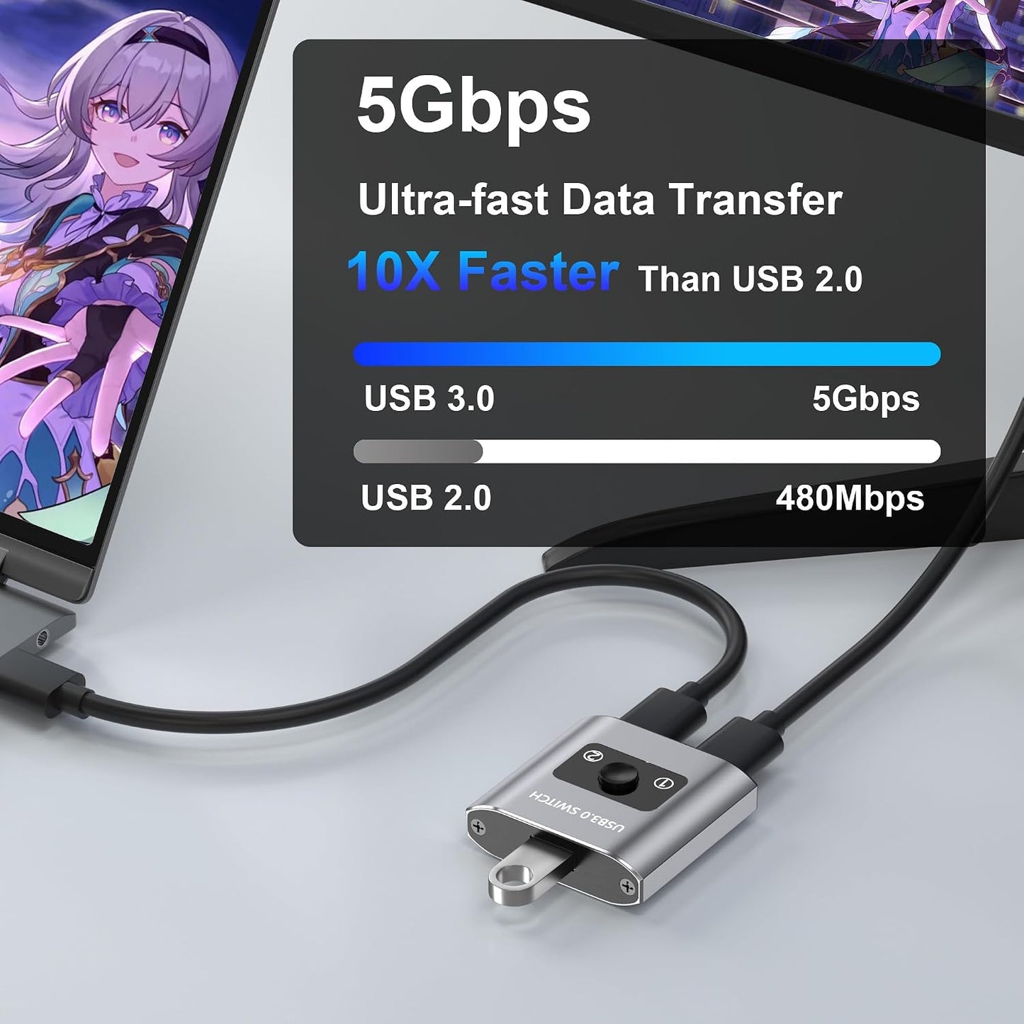 AUKOKIOULA 3.0 1 2 2 1 2 USB Switch Selector. Bi-Directional in Out/ in Out, Share USB Devices Between Computers
