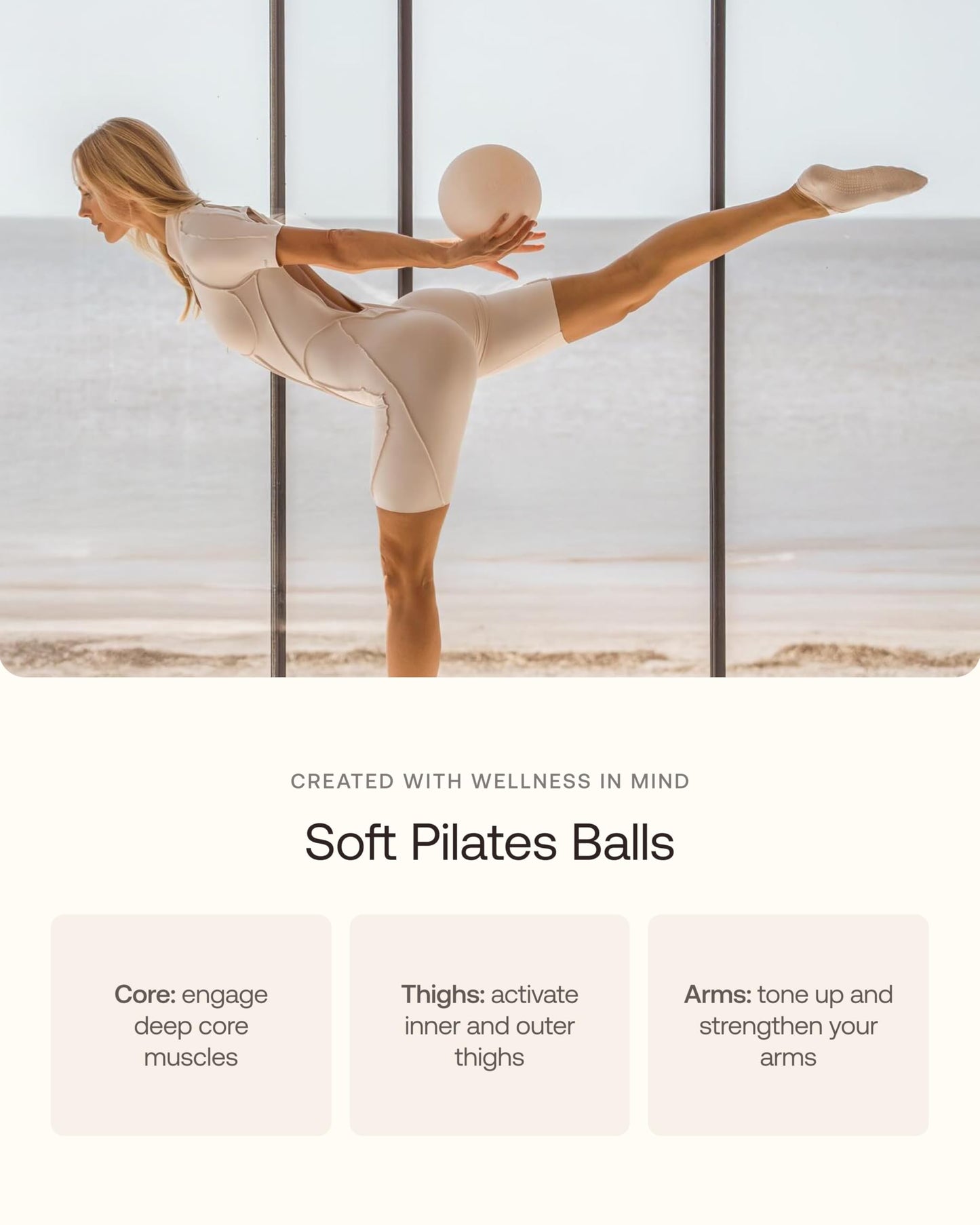 BetterMe Soft Pilates Ball – 8 Inch Mini Exercise Ball for Pilates, Yoga & Core Training – Small Stability Ball for Women – Portable Workout Tool (Chocolate Brown)