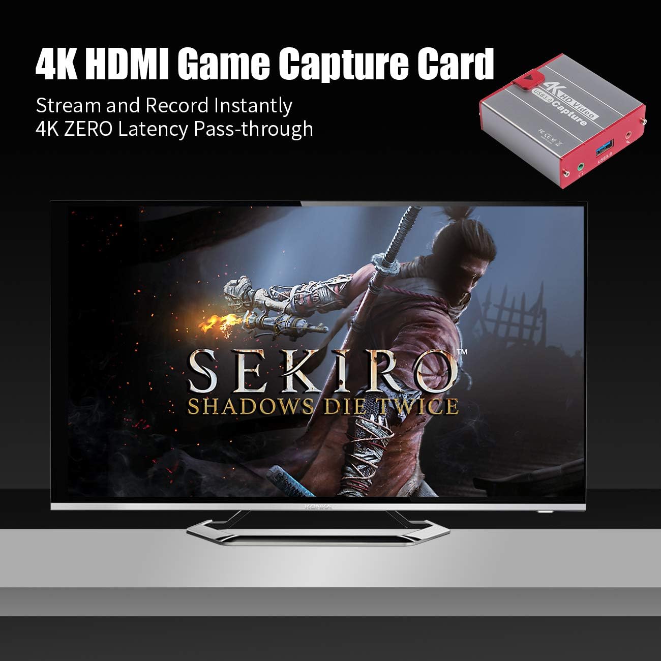 Mirabox USB3.0 4K 1080P 60FPS PS4 HDMI Video Capture Card, HD Game Capture Device Cam Link with HDMI Passthrough Work