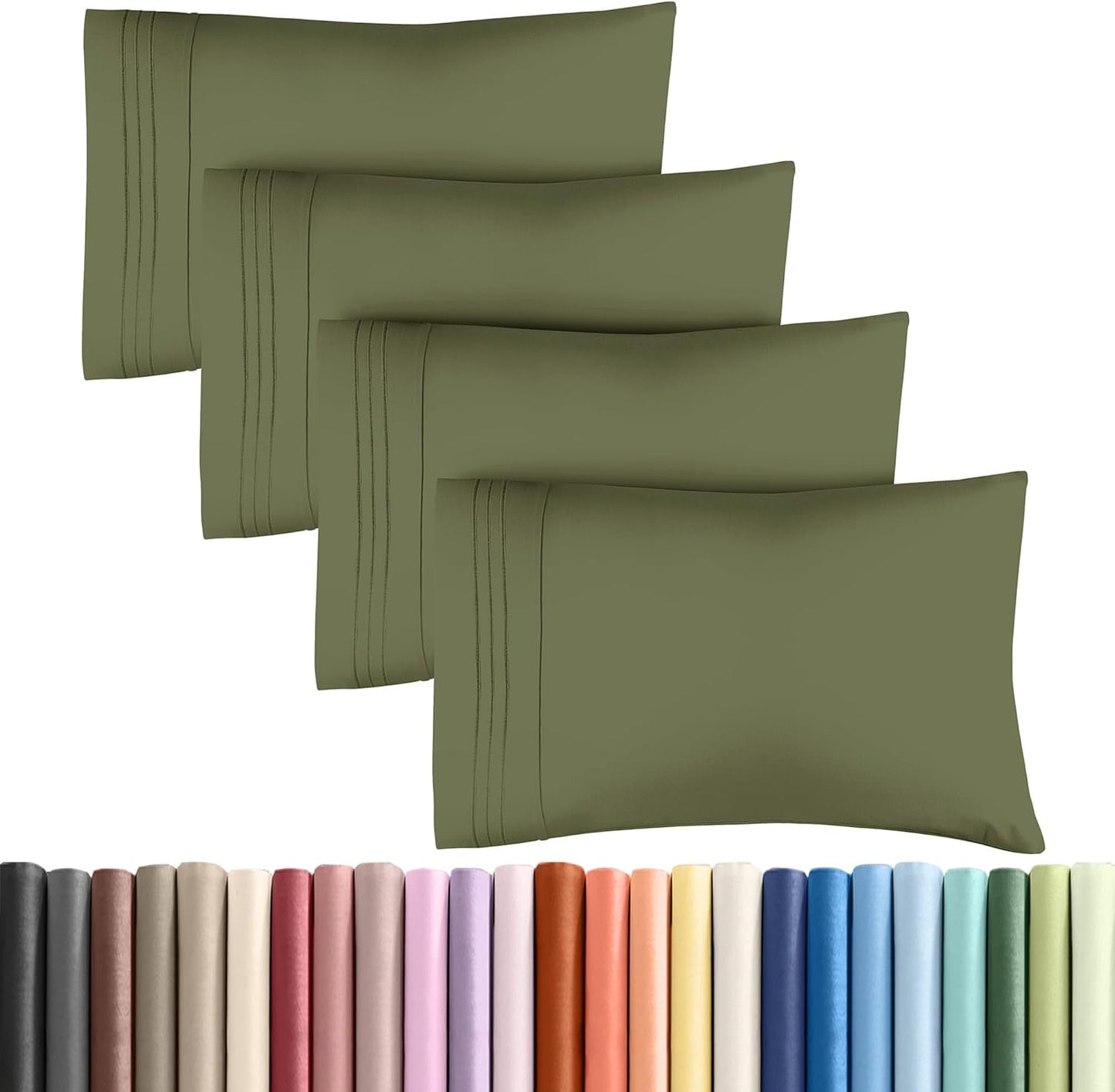 Queen Pillow Cases by [Brand Name] - Ultra Soft Hotel Quality - Wrinkle-Free & Fade Resistant - 4 Piece Set in Sage Green