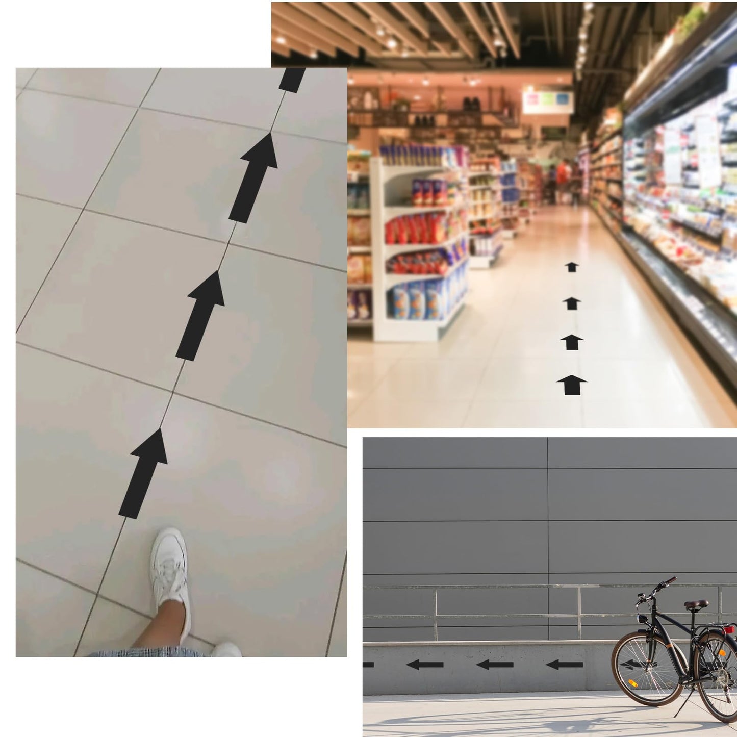 9 Pcs Black Arrow Stickers for Signs 7.8" Adhesive Arrows for Sign Large Vinyl Arrow Stickers Waterproof for Wall Marking Floor Road Instructions Arrows Marking (3 Sheets)