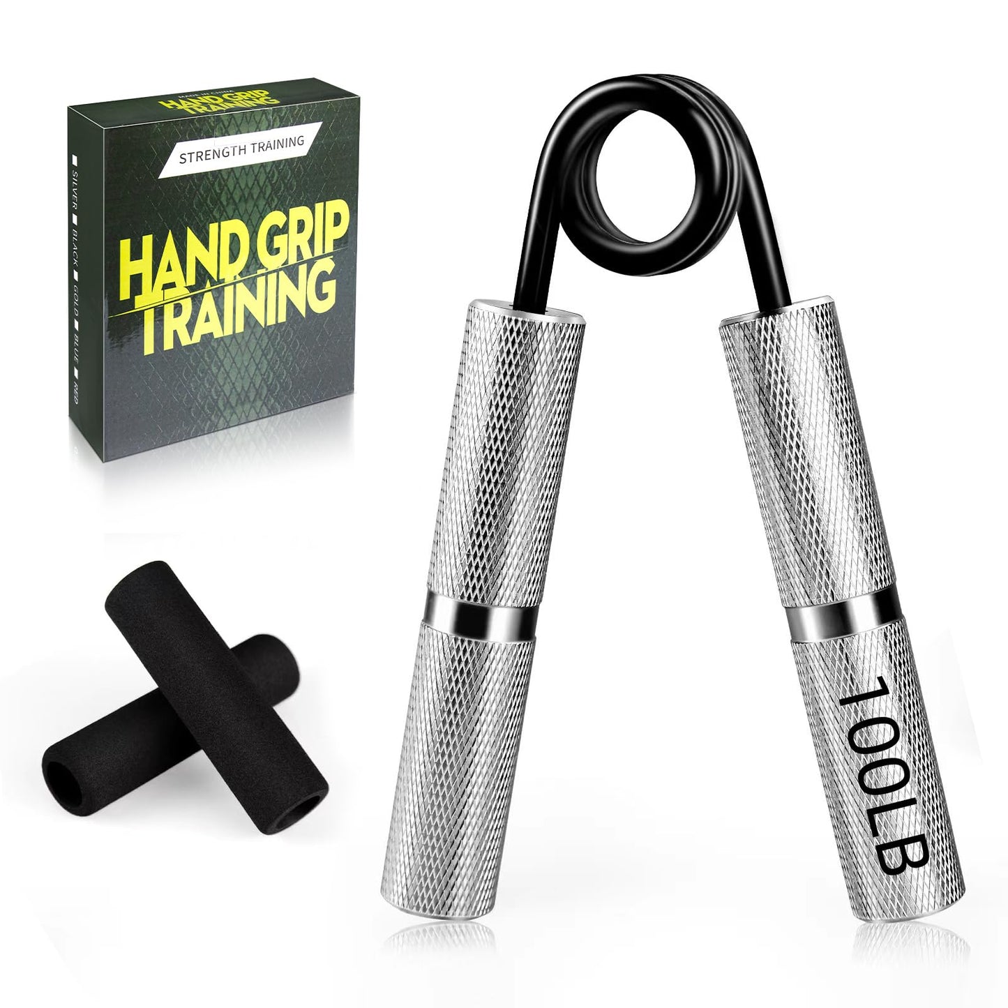 UUJOME Metal Grip Strength Trainer 100lb - Hand Gripper Strengthener Slip Resistant - Grip Trainer Forearm Strengthener for Muscle Building, Hand Sensitivity Training, Hand Rehabilitation Exercising
