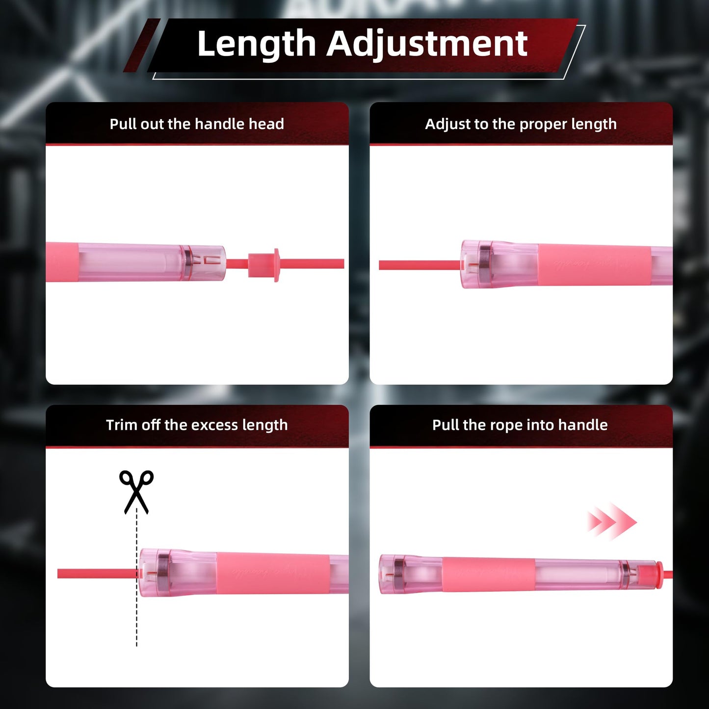 YUEDONG Jump Rope with Dual Stainless Steel Bearings, Self-Locking Adjustable Length, Non-Slip Handles - Smooth & Tangle-Free Skipping Rope for Boys, Girls, Fitness & Play (1, PINK, 280MM)