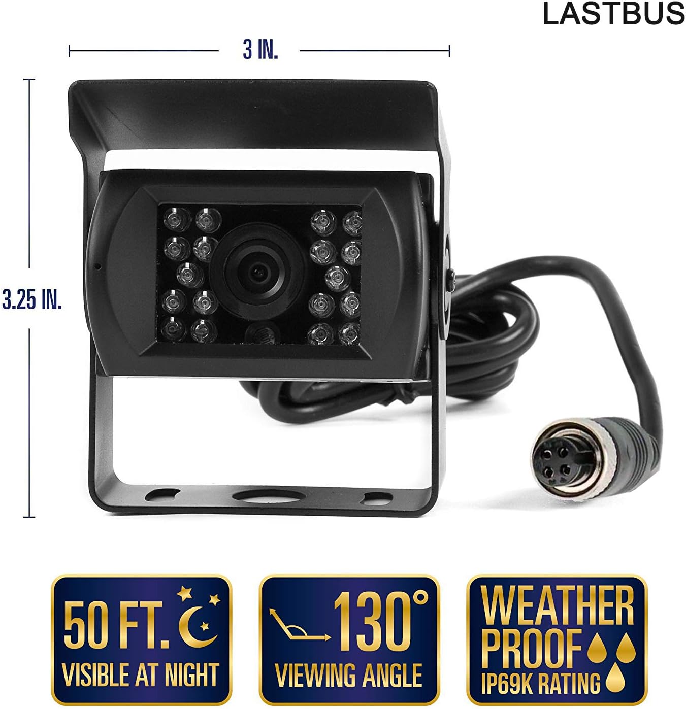 LASTBUS 4 GX12-4 Backup Camera, Reversing Camera, Waterproof Night Vision Wide View Angle Rear View Camera with Pin