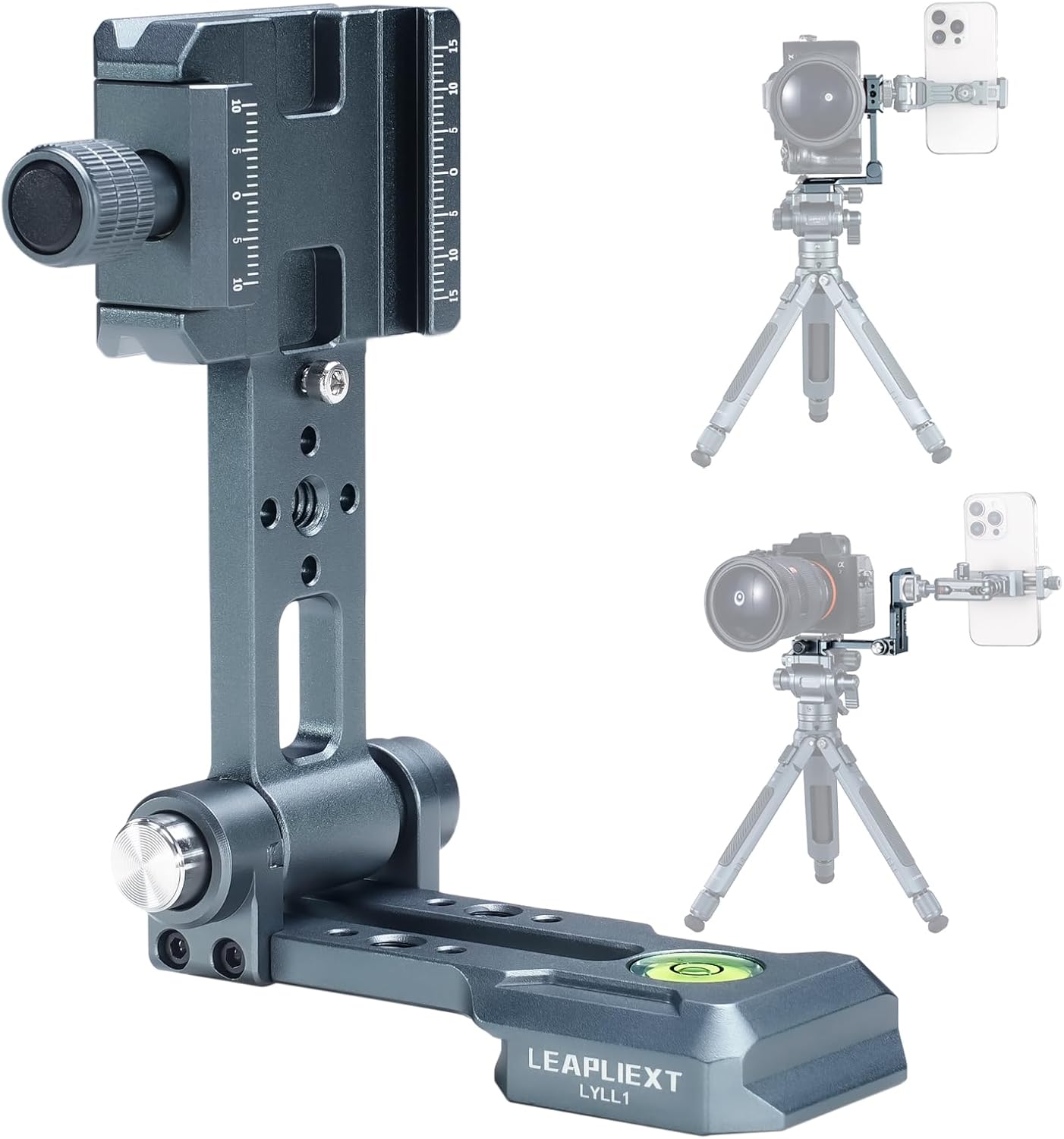 LEAPLIEXT 90 1/4" Aluminum Camera L Bracket, Folding Vertical/Horizontal Shooting Mount, Arca-Swiss Groove, Cold Shoe