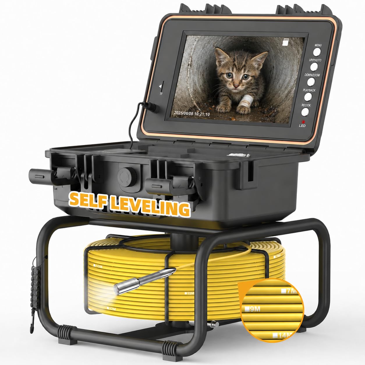Sumkea Sewer Camera 100ft Self Leveling Drain Inspection Camera with 9" IPS Screen, HD Recording, Meter Marker Pipe Inspection Cameras for Plumbing, Sewer Line, Home & Commercial Inspections, IP68