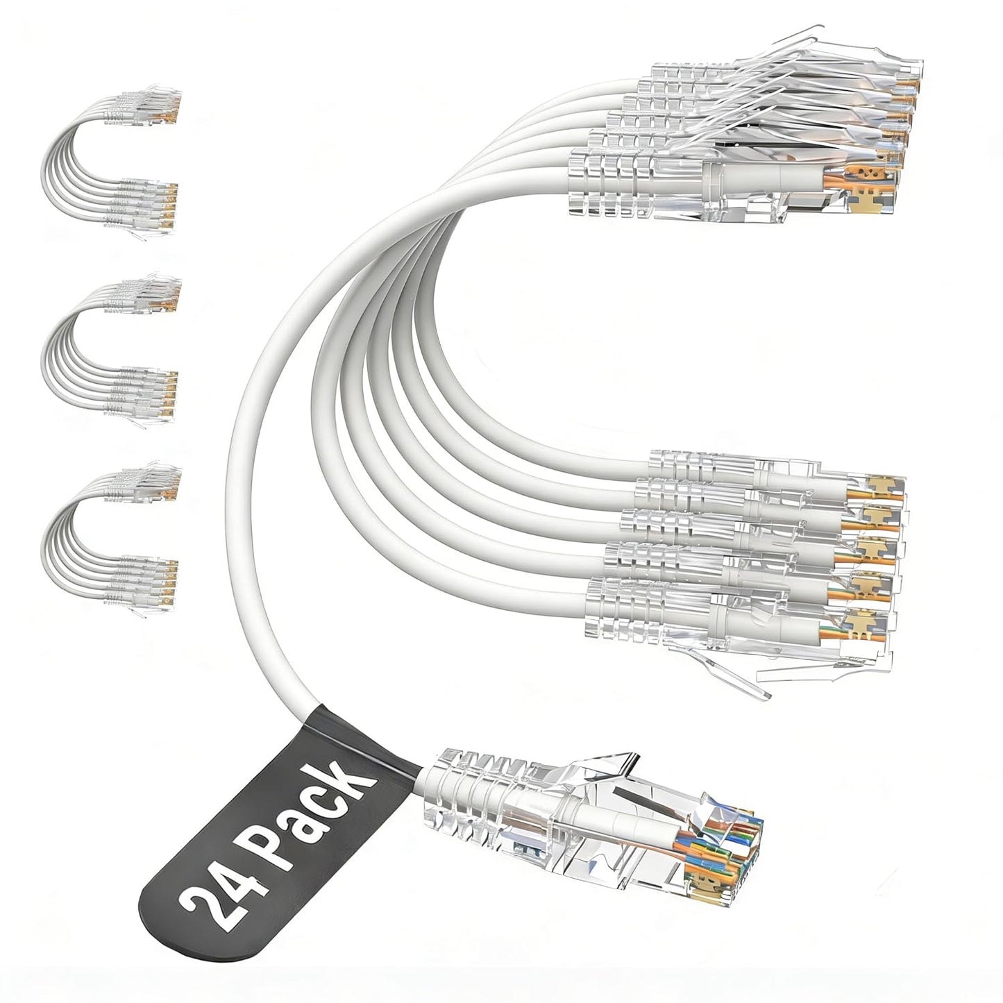Cat6A 1.5ft 24-Pack, 10Gbps Cat8 Cat7 Jadaol Patch Cables Support Network, Snagless Ethernet Patch Cable for Short