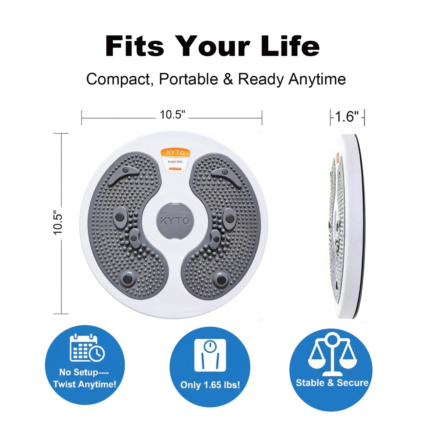 KYTO Waist Twister Disc - Core Ab Workout Board for Waist Sculpting & Slimming, Foot Massage Twist Board, Portable Home Office Fitness Equipment for Muffin Top & Body Shaping