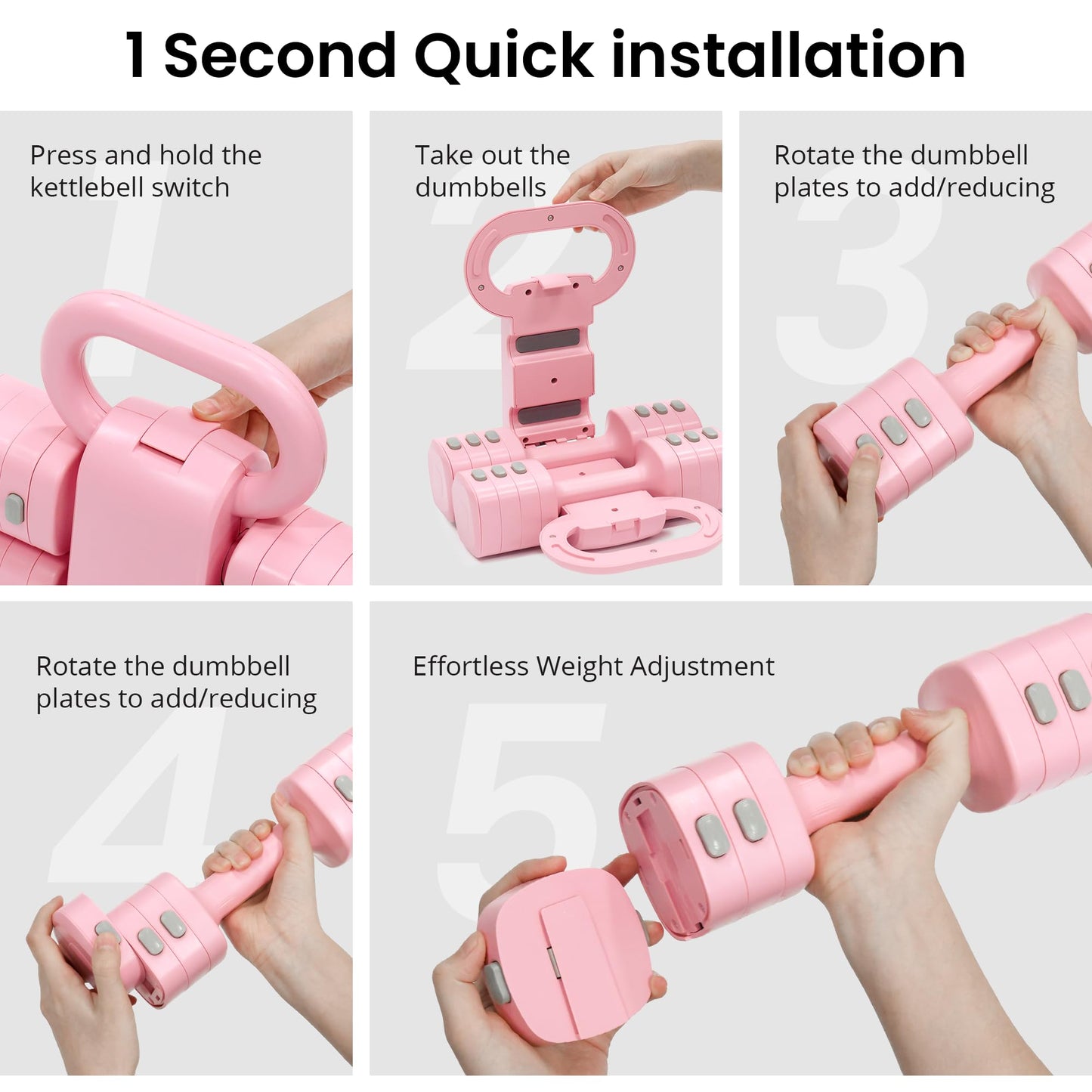 2-in-1 Adjustable Dumbbell Set for Women - 4 Levels (2.2lbs to 12.1lbs) - Home Gym Weights for Women at Home - Fitness Dumbbells