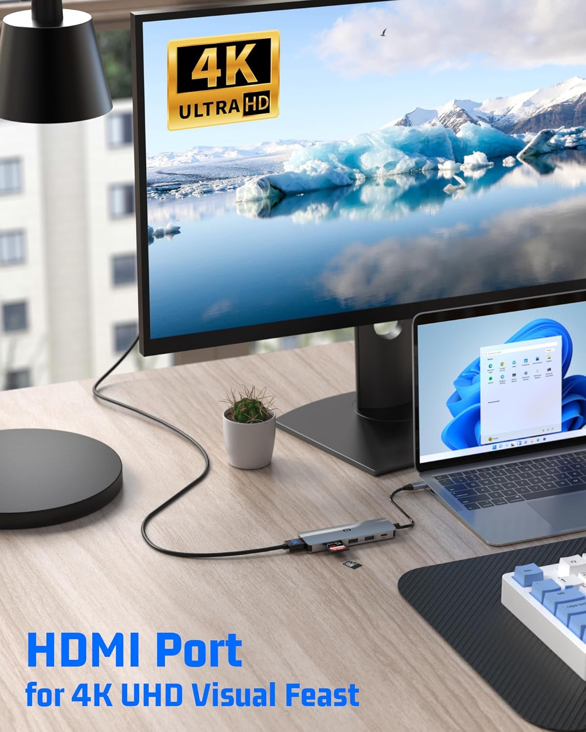 TOTU 6-in-1 4K 5Gbps 3.0, 100w Docking Station, USB-C Hub Enabling Stunning HDMI Displays, Ultra-Fast File Transfers