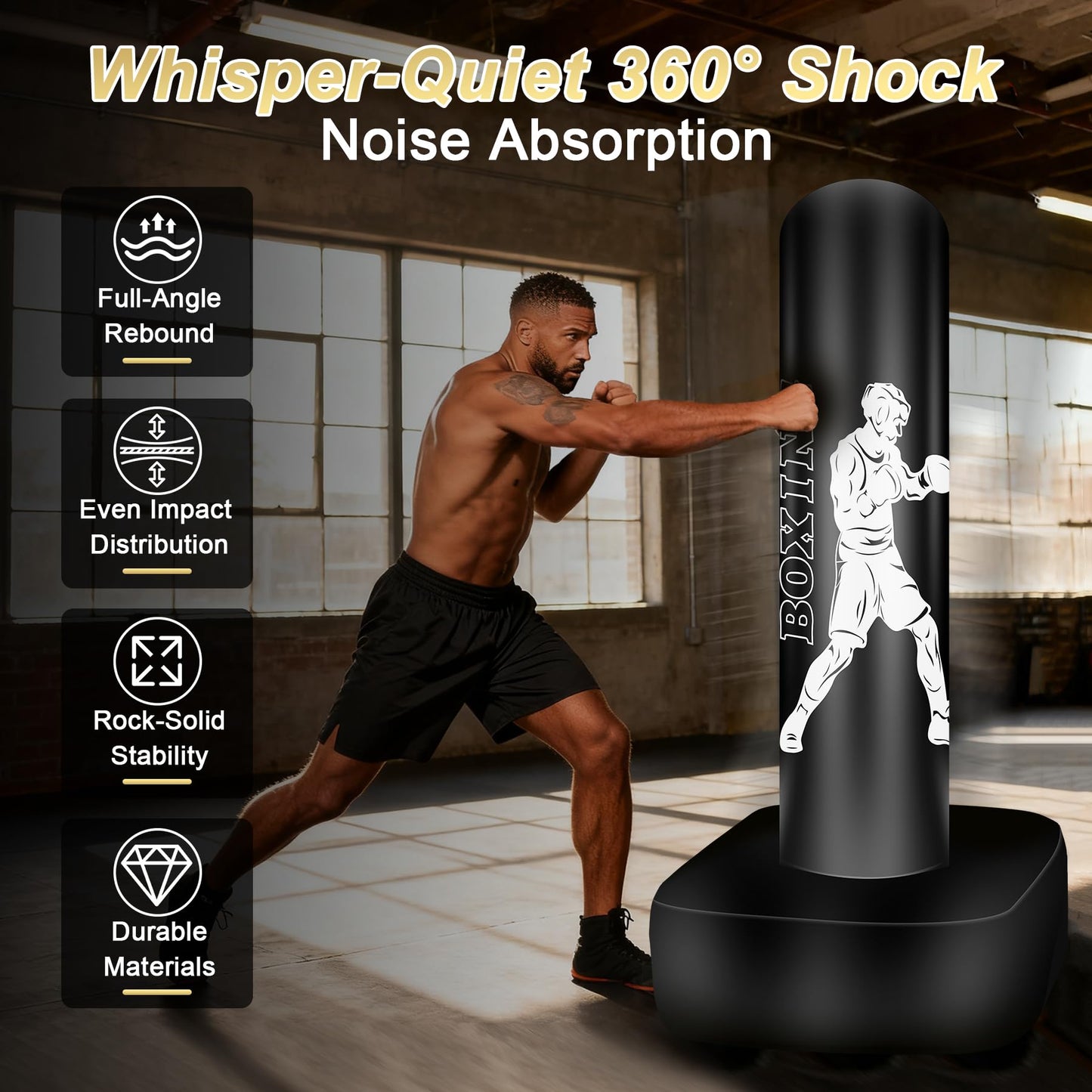 Vobab Freestanding Punching Bag with Stand for Adults Teens, Heavy Boxing Bag, 70" Boxing Equipment Bag Kickboxing Bag, Women Men Heavy Bag for Beginners Muay Thai MMA Training Fitness