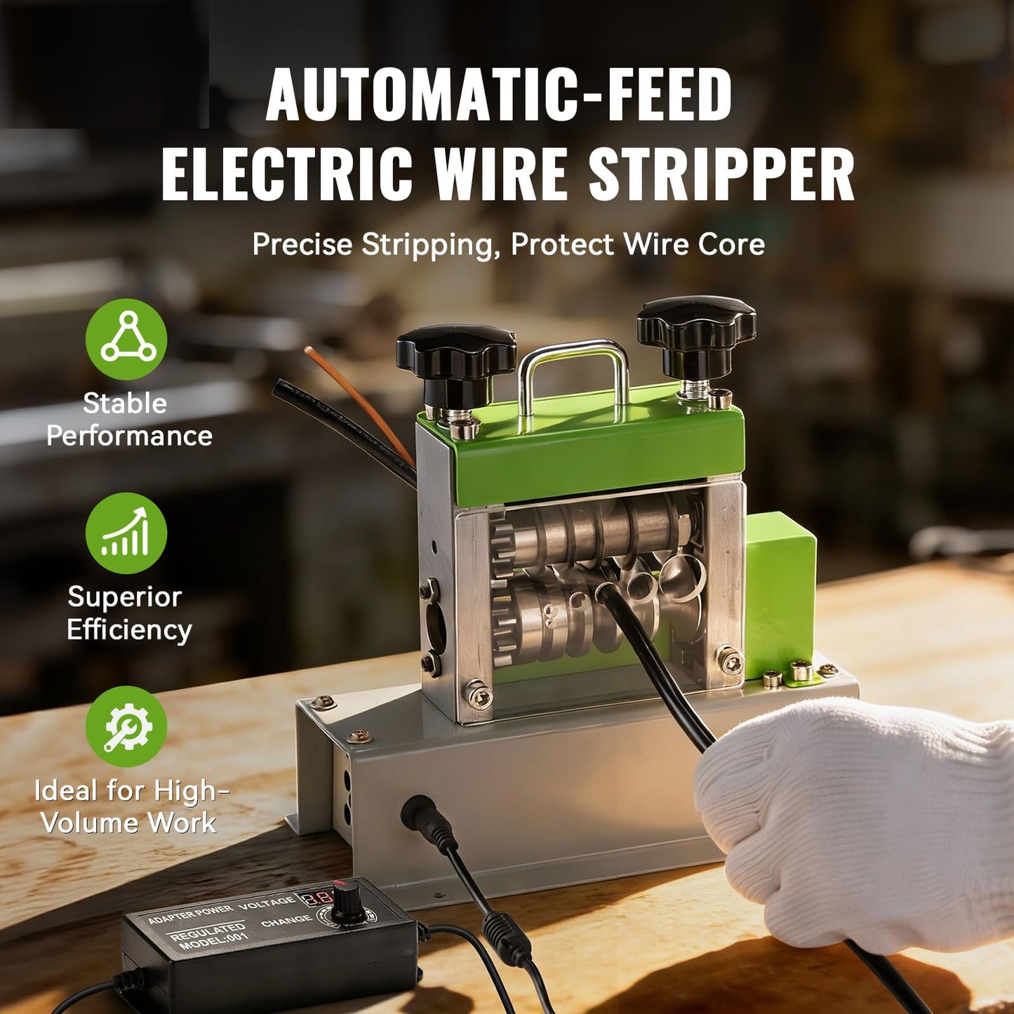 Electric & Manual Wire Stripping Machine, 0.06"-0.67" Cable Stripper with 6 Channels 5 Blades, 35W All-Copper Motor Drill Powered Hand Crank Tool for Scrap Copper Recycling