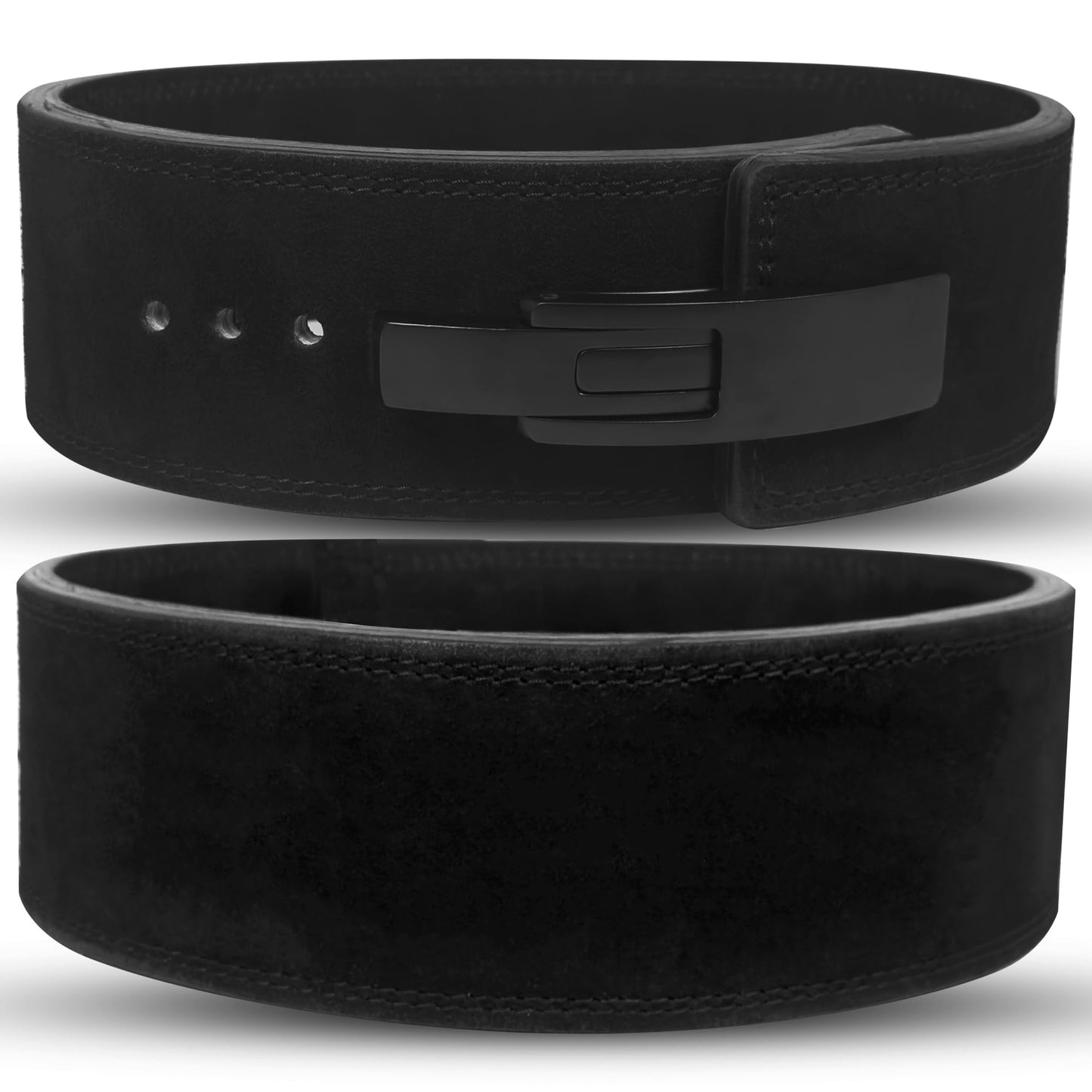 RAD Lever Weight Lifting Gym Belt for Men & Women, Size 25-42 Inches, Thick 10MM & Width 4 Inch, Jet Black Leather