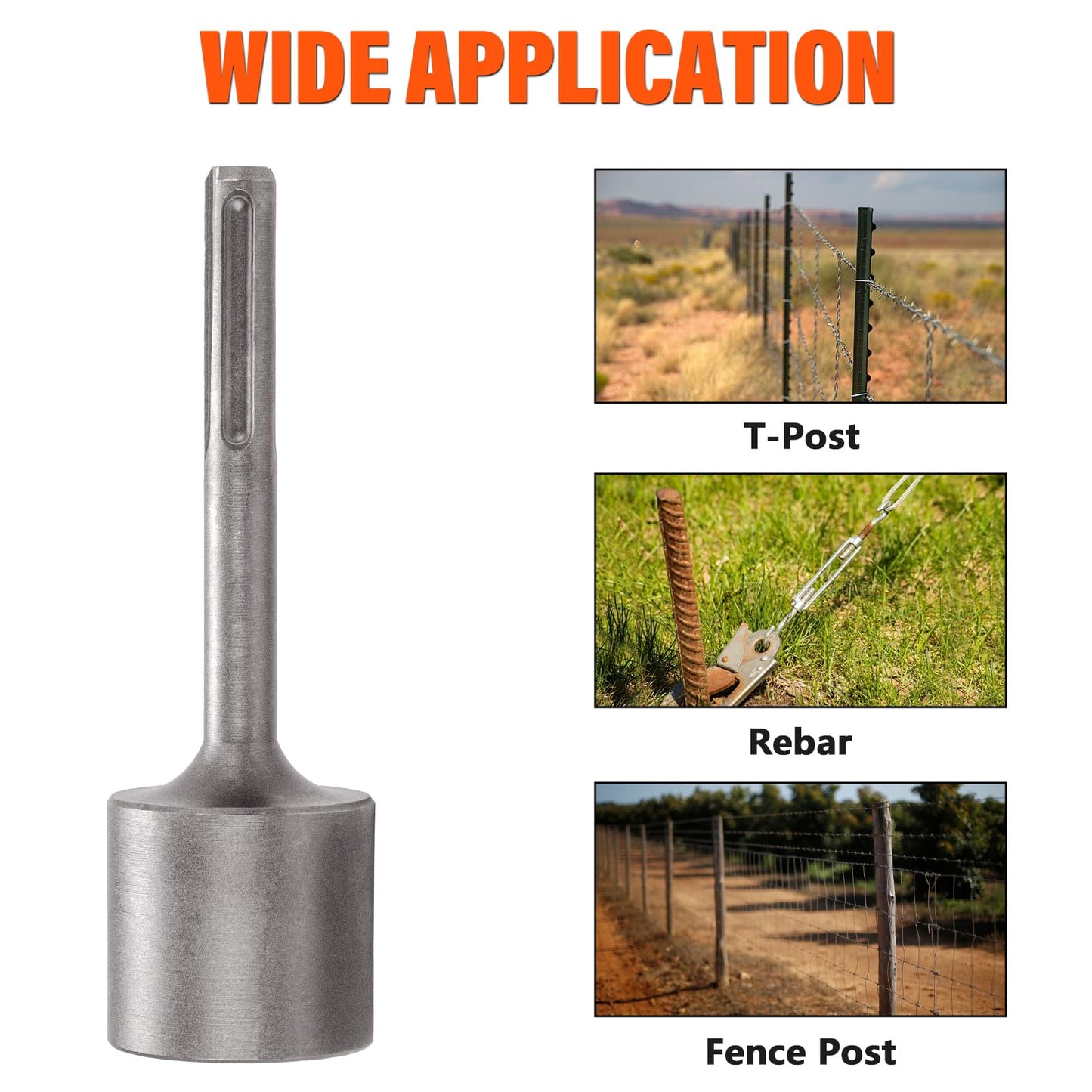 Berserker 25-Pound SDS-Max Demolition Jack Hammer with SDS Max T-Post Driver, 2 Inch Diameter Head for Driving T Posts, Fence Posts and Ground Rods