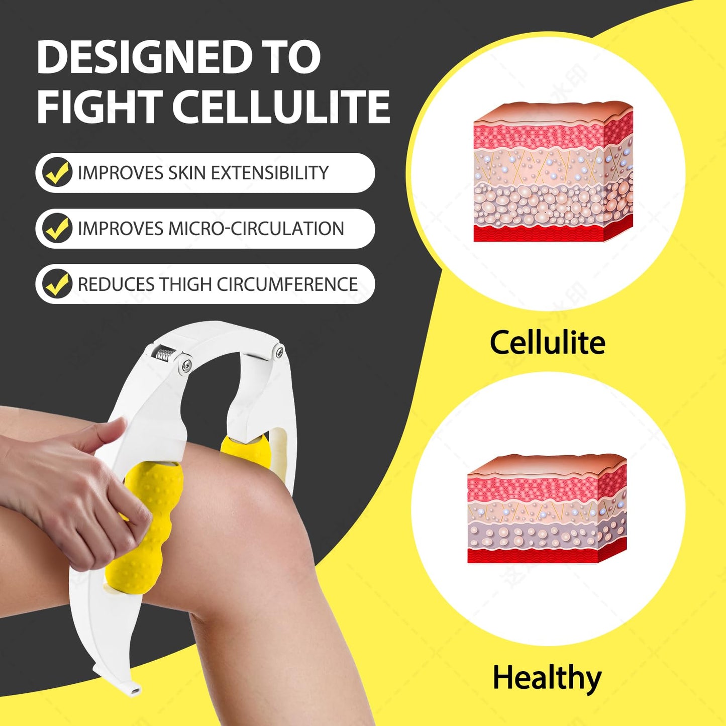 Massager Roller for Cellulite and Lymphatic Drainage,Deep Tissue Foam Roller Massage for Legs,Hands,Thighs,Calves,Muscle Pain Relief,Anti-Cellulite Massage Tool,Body Sculpting,Improves Circulation