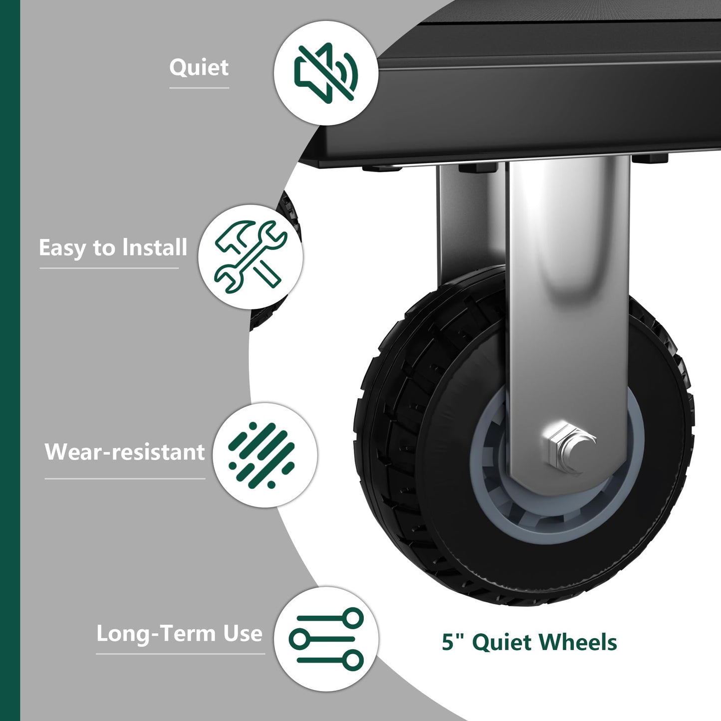 Luggage Cart with Wheels,1100LBS Heavy-Duty Luggage Trolley & Hand Truck,360° Silent Wheels with Anti-Collision Strip,Platform Dolly for Hotel Bellman,Airport and Resort Use