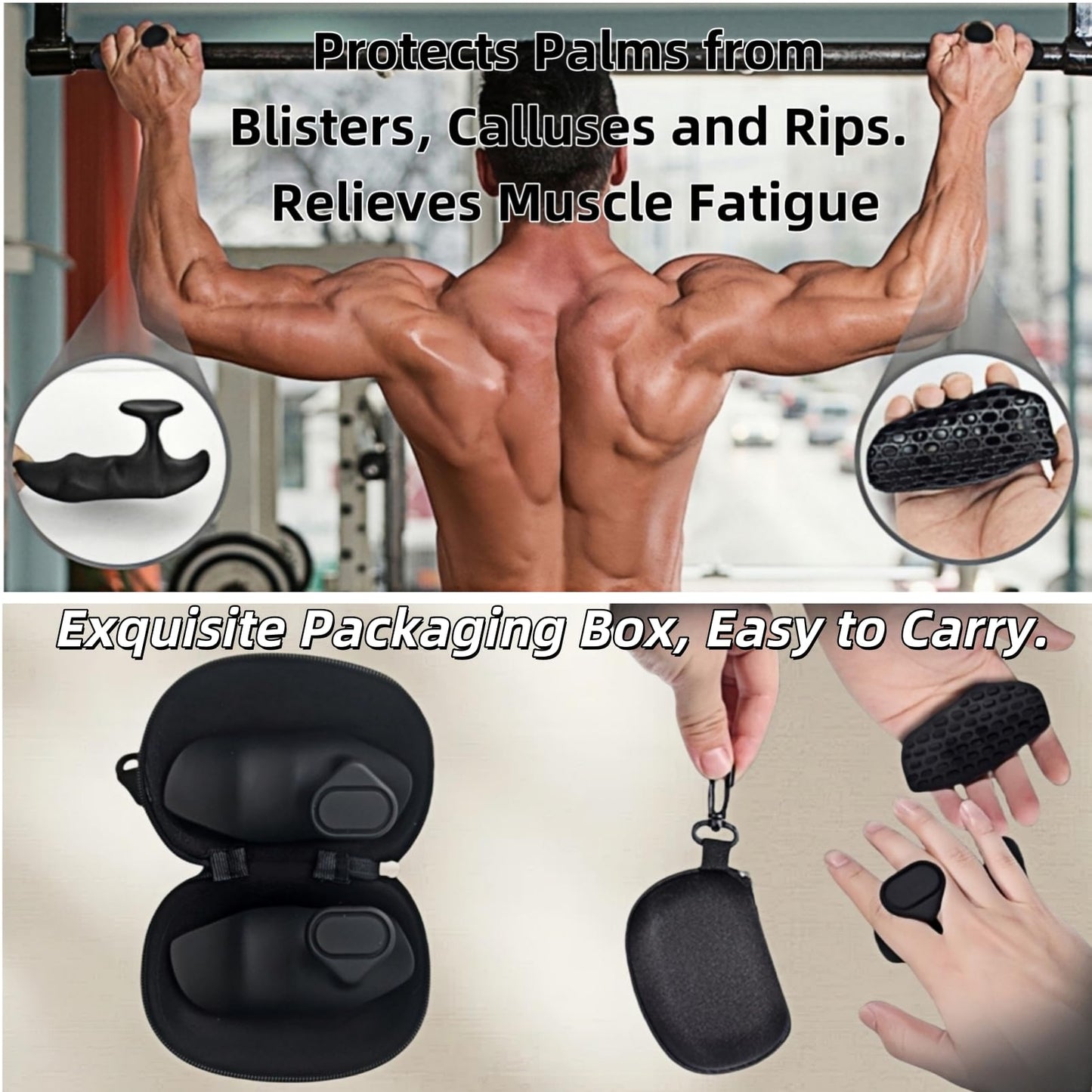 Jopplim Anti-Slip Workout Grips, Ergonomic Workout Gloves, Weight Lifting Grips, for Men and Women, Silicone Gym Grips Pads, Soft, Palm Protection, Suitable for Various Fitness Training