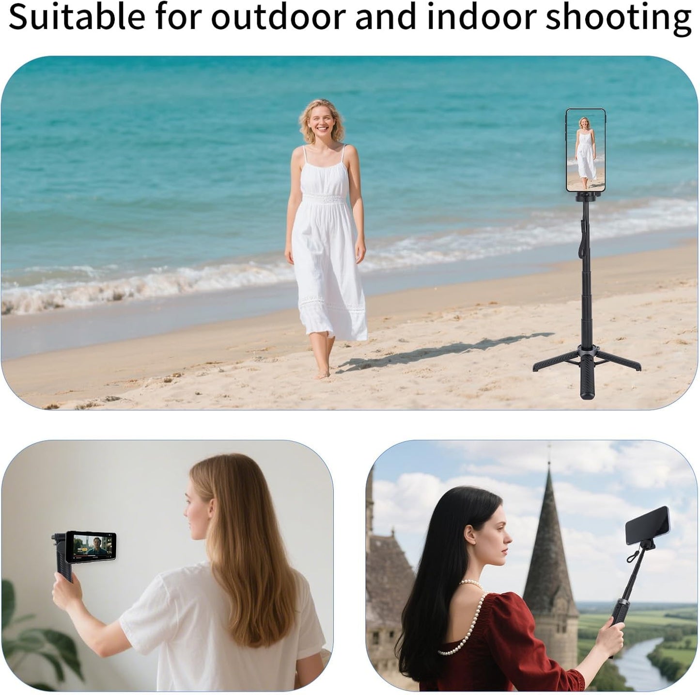 BTFO 360 Magnetic Mini Phone Selfie Stick, Rotation Pocket Tripod Extendable Cell Phone Travel Tripod Multifunctional