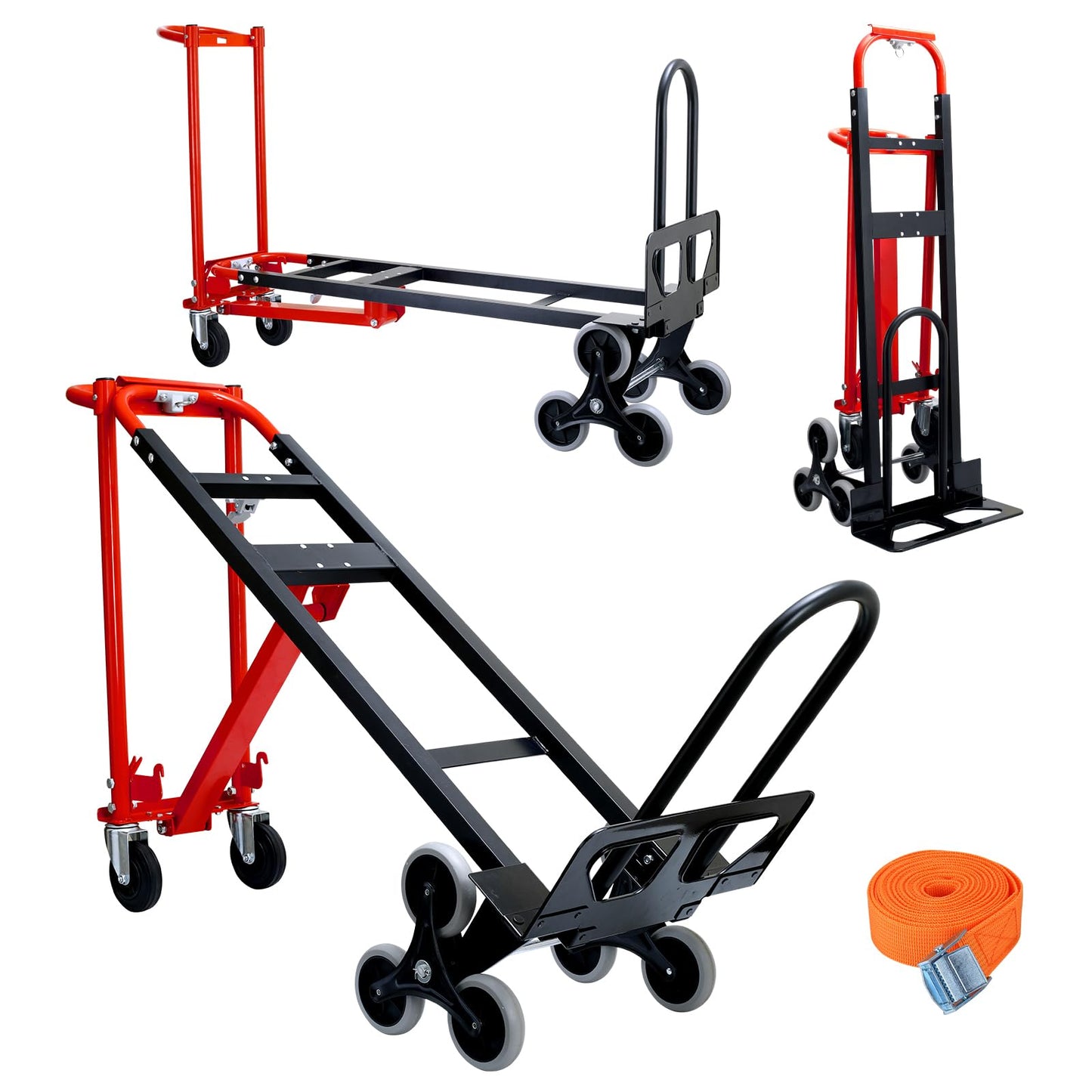 SOUTHHELP 3 in 1 Industrial Convertible Hand Truck Dolly,1000 LBS Capacity Stair Dolly,Stair Climbing Hand Trucks Heavy Duty with Solid Wheels for Moving,Transport in Warehouses,Factory(Red)