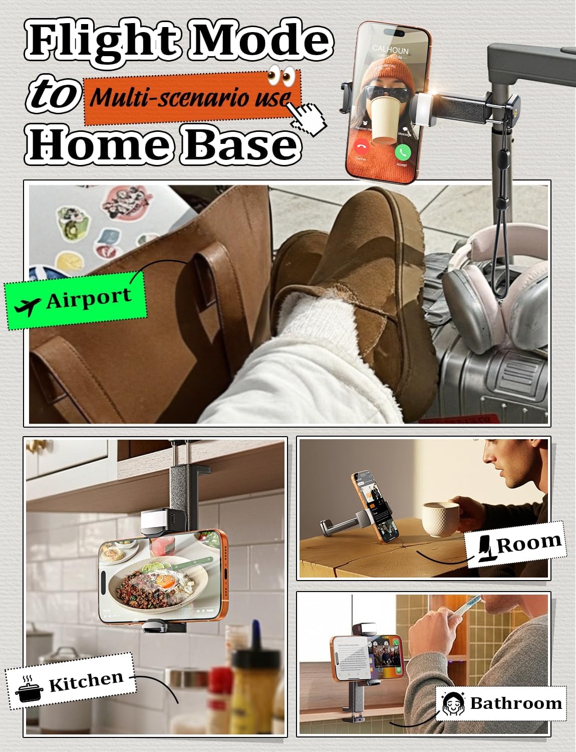 LISEN 2026 Airplane Travel Essentials (LED) Phone Stand Holder for Desk Cruise Ship Essentials Mount Airplane Gadgets