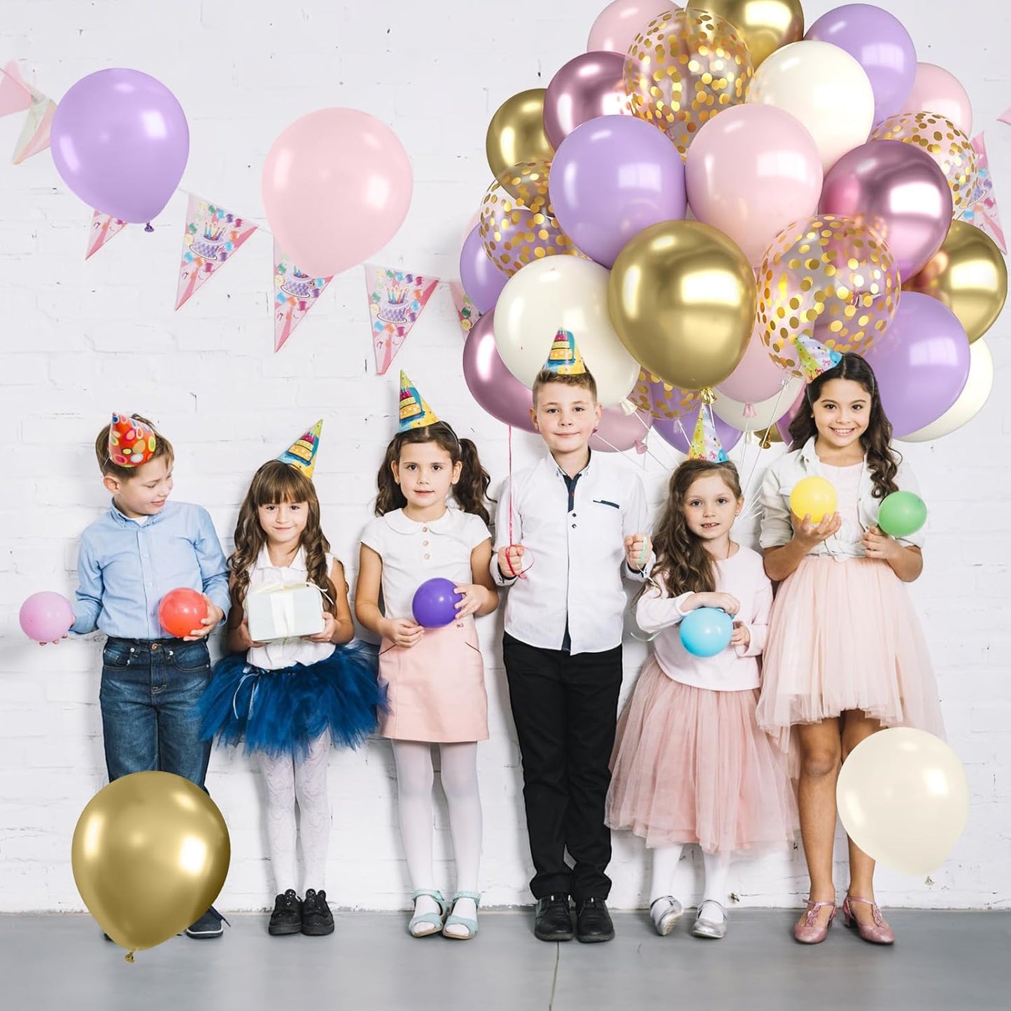 Regine Switzerland 12-Inch Metallic Pink & Purple Balloons - Confetti Design for Birthday & Bridal Showers