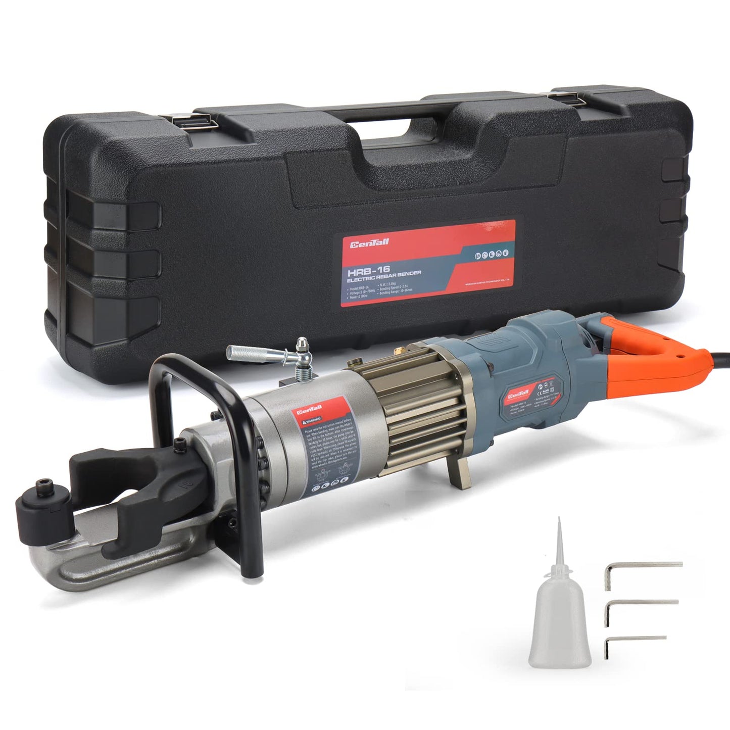 CENTALL Electric Hydraulic Rebar Bender Easily Bending Portable Rebar Bender (HRB16-orange)