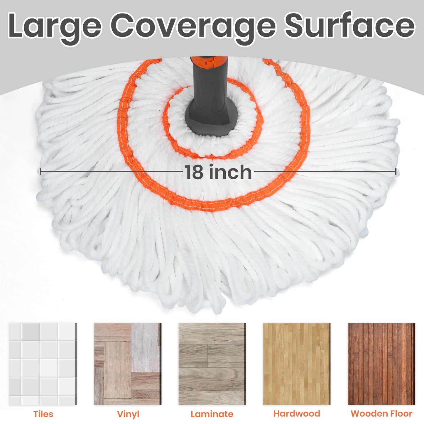 Self-Wringing Twist Floor Mops – 55” Long Handle Microfiber Mops for Hardwood Floor Cleaning, Heavy Duty Easy Squeeze Wet Mop for Tile Marble Wood Laminate